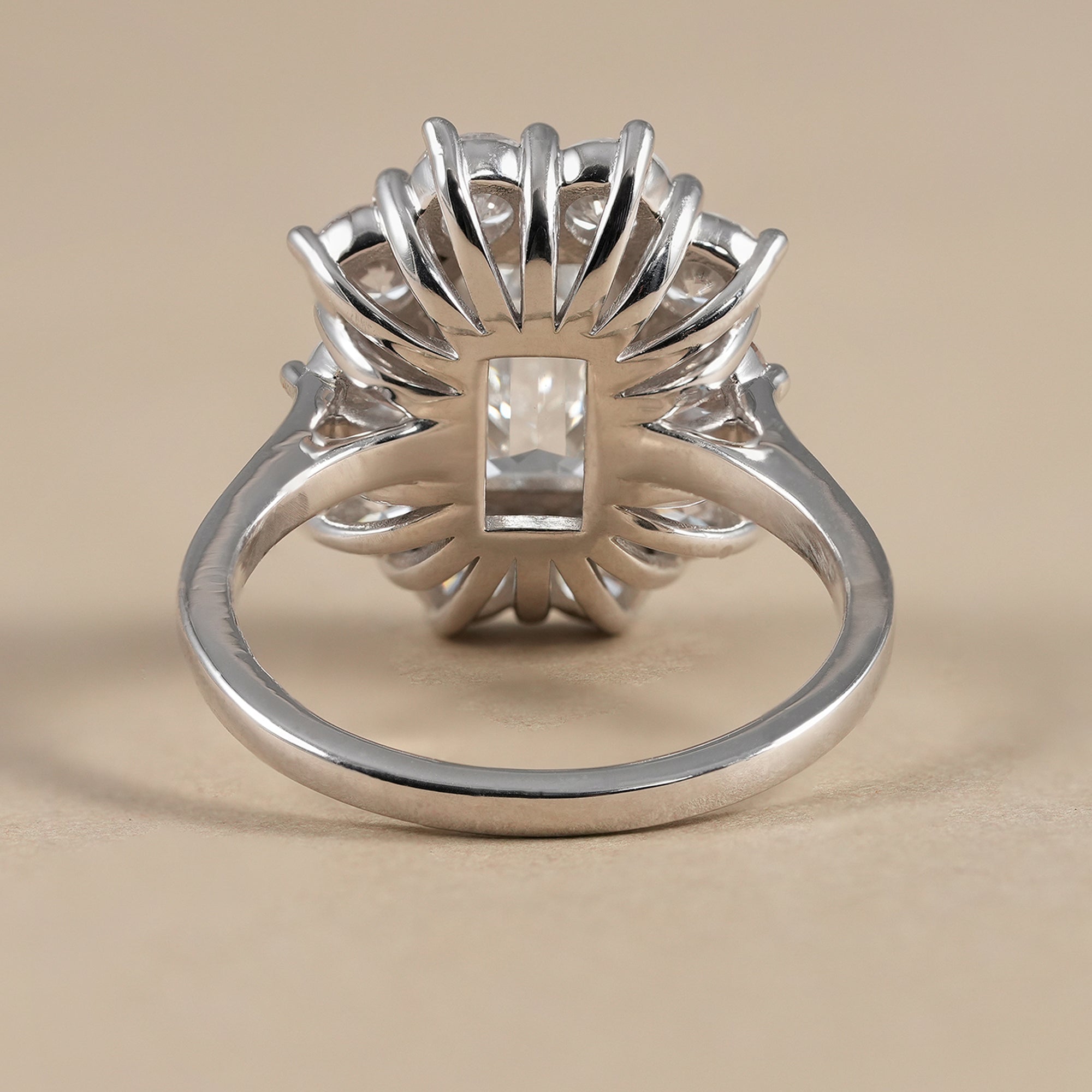 Women's emerald cut floral cluster lab diamond ring