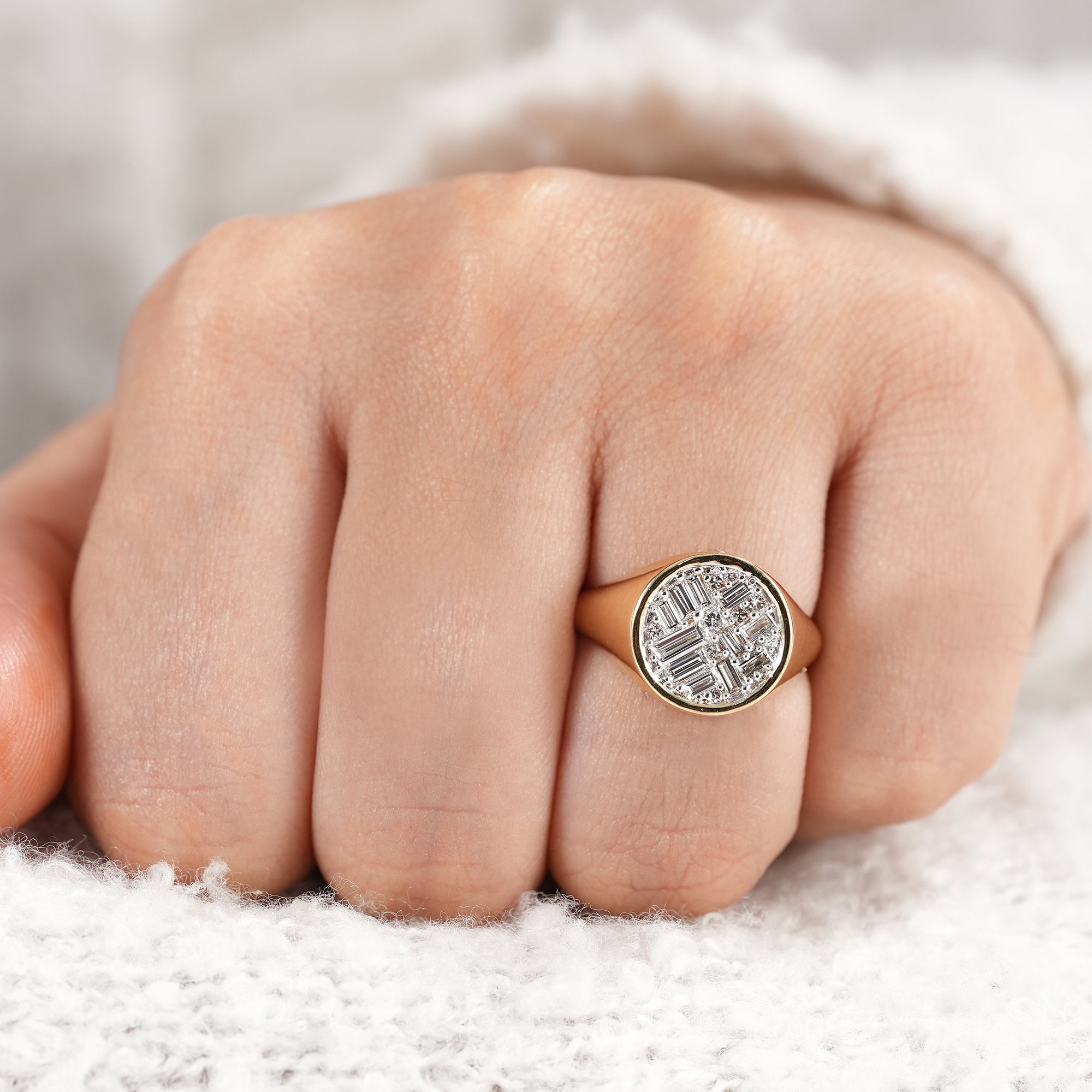 Sustainable lab diamond statement ring with brilliant sparkle