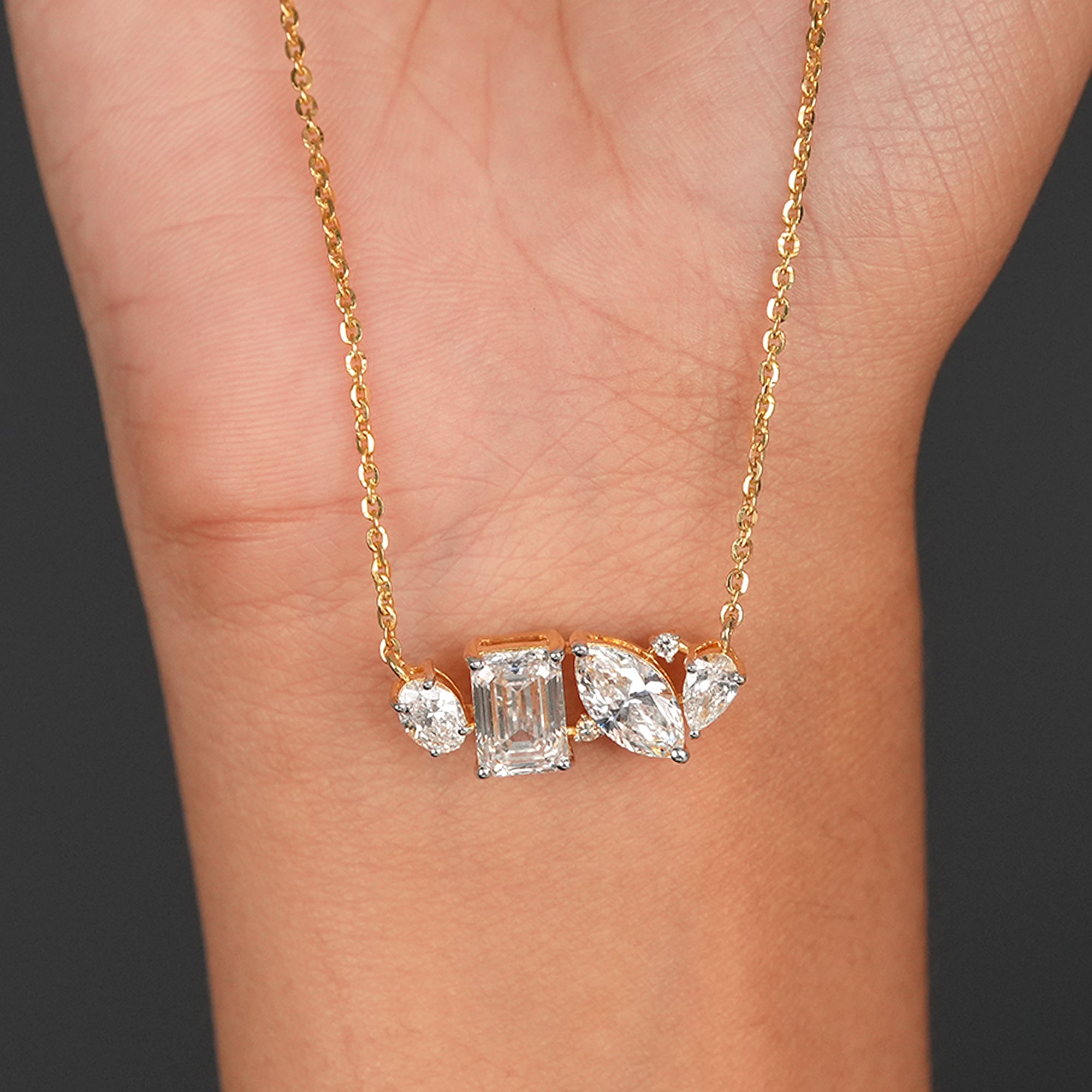 Luxury women's diamond necklace in solid gold