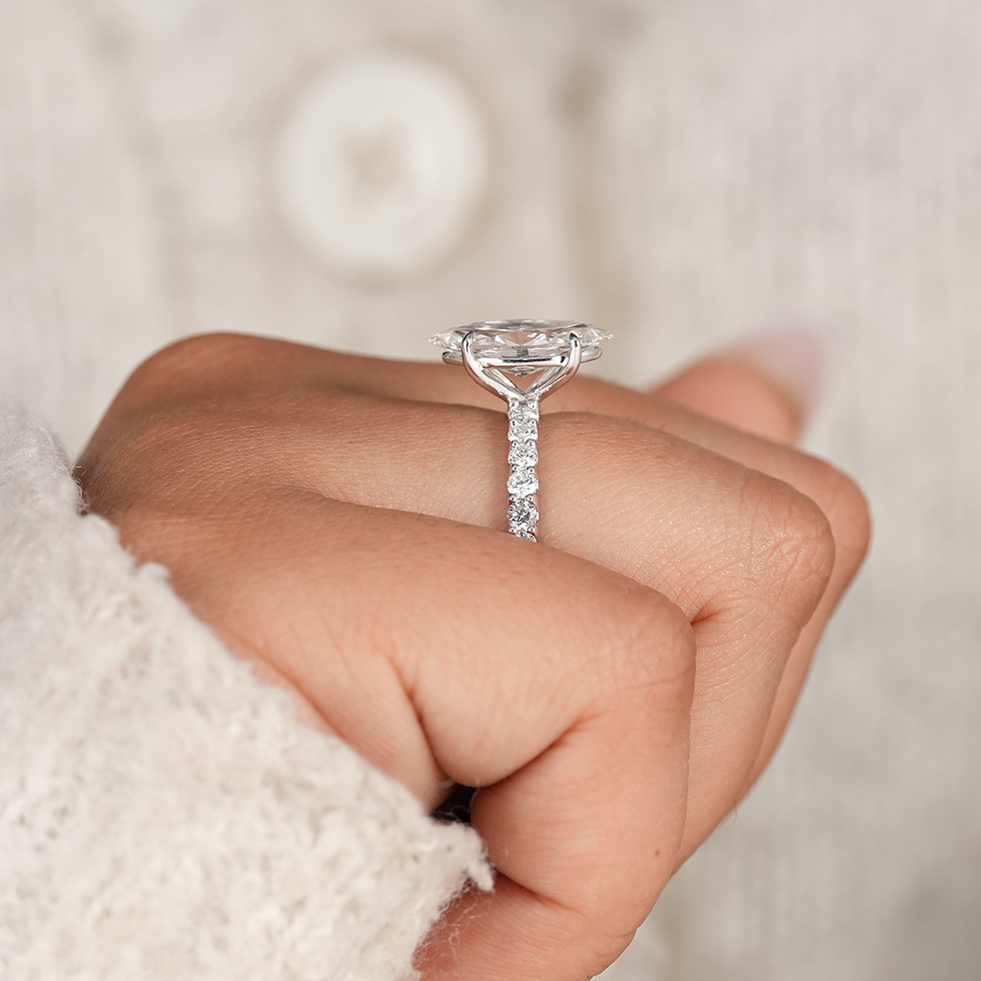 Timeless marquise lab grown diamond bridal engagement ring
