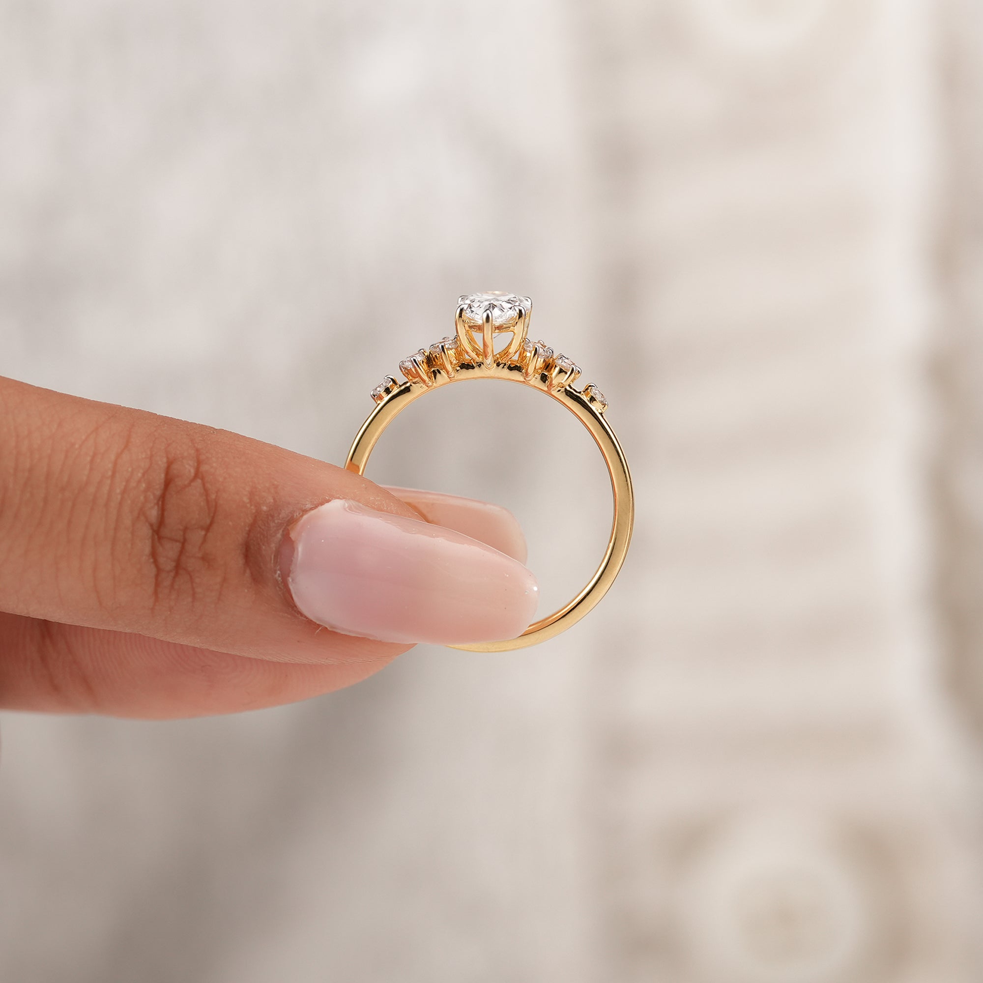 Fine jewelry pear lab grown diamond ring handcrafted for women
