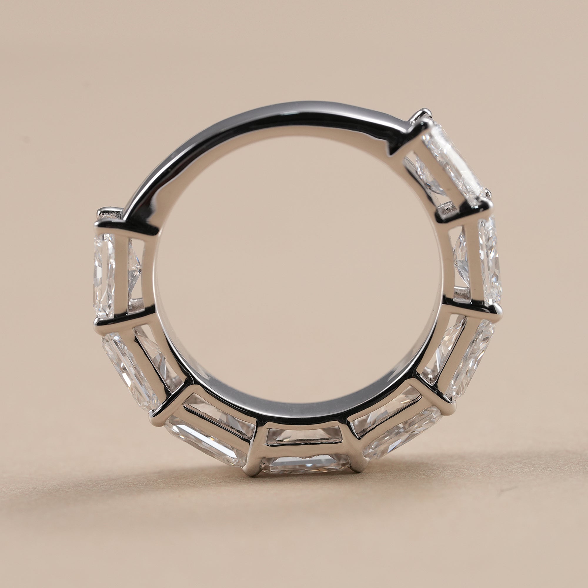 Radiant cut half eternity band perfect for stacking engagement rings