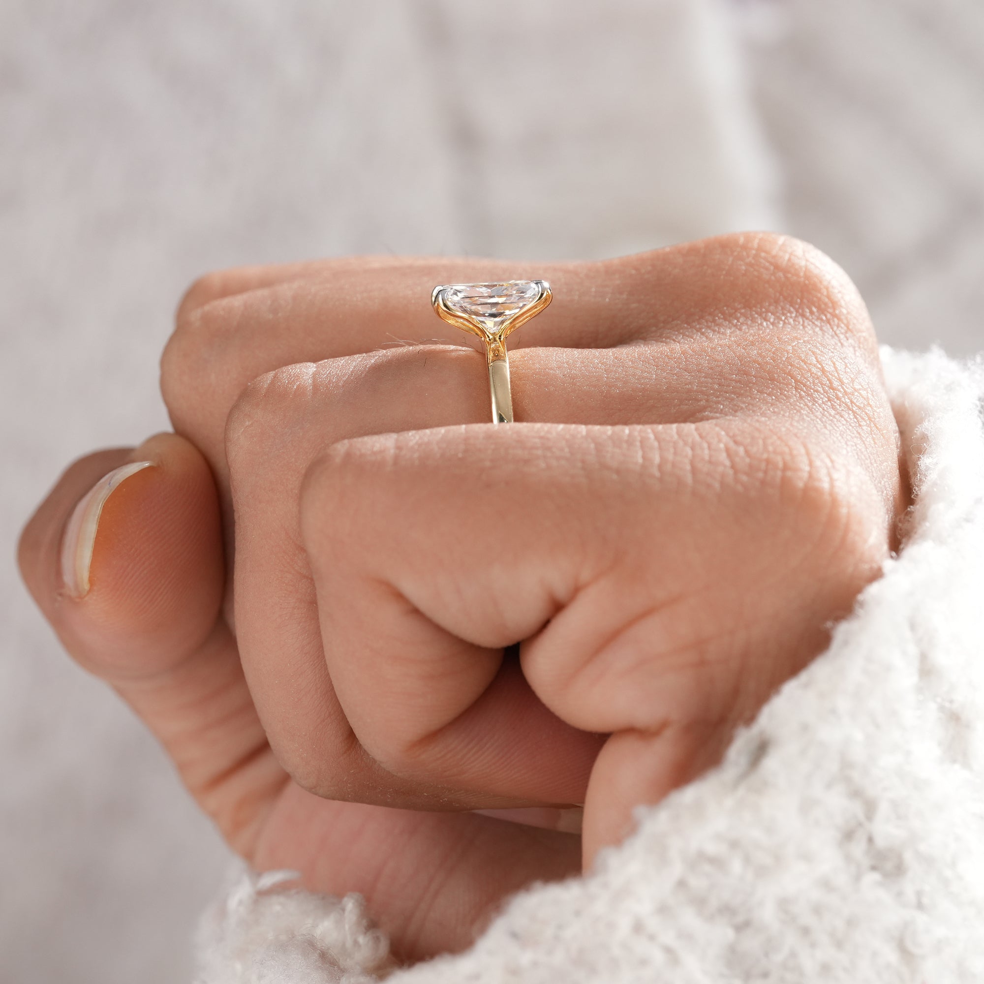 Handmade radiant cut diamond solitaire ring for women.