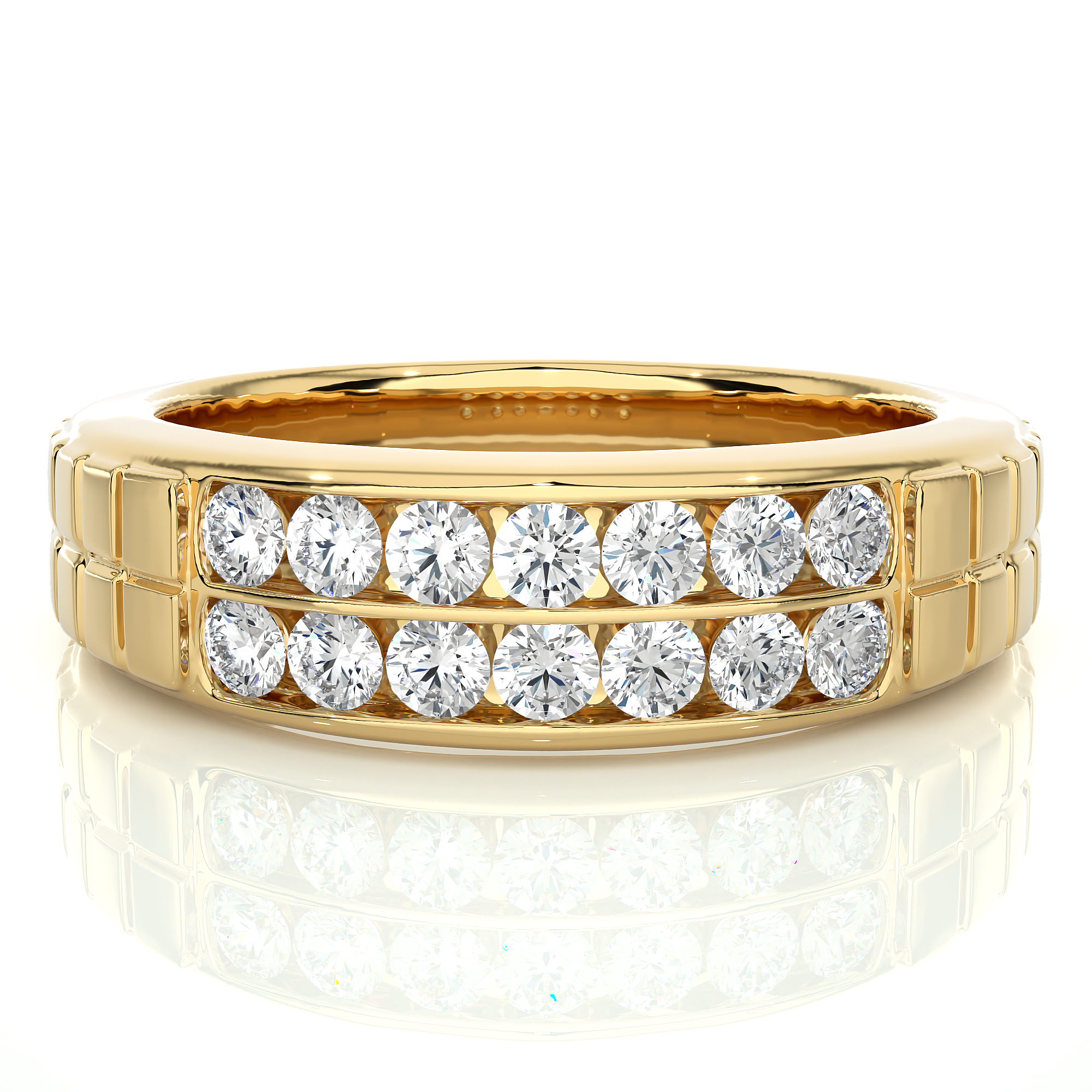 Men’s Lab Diamond Double Row Wedding Band