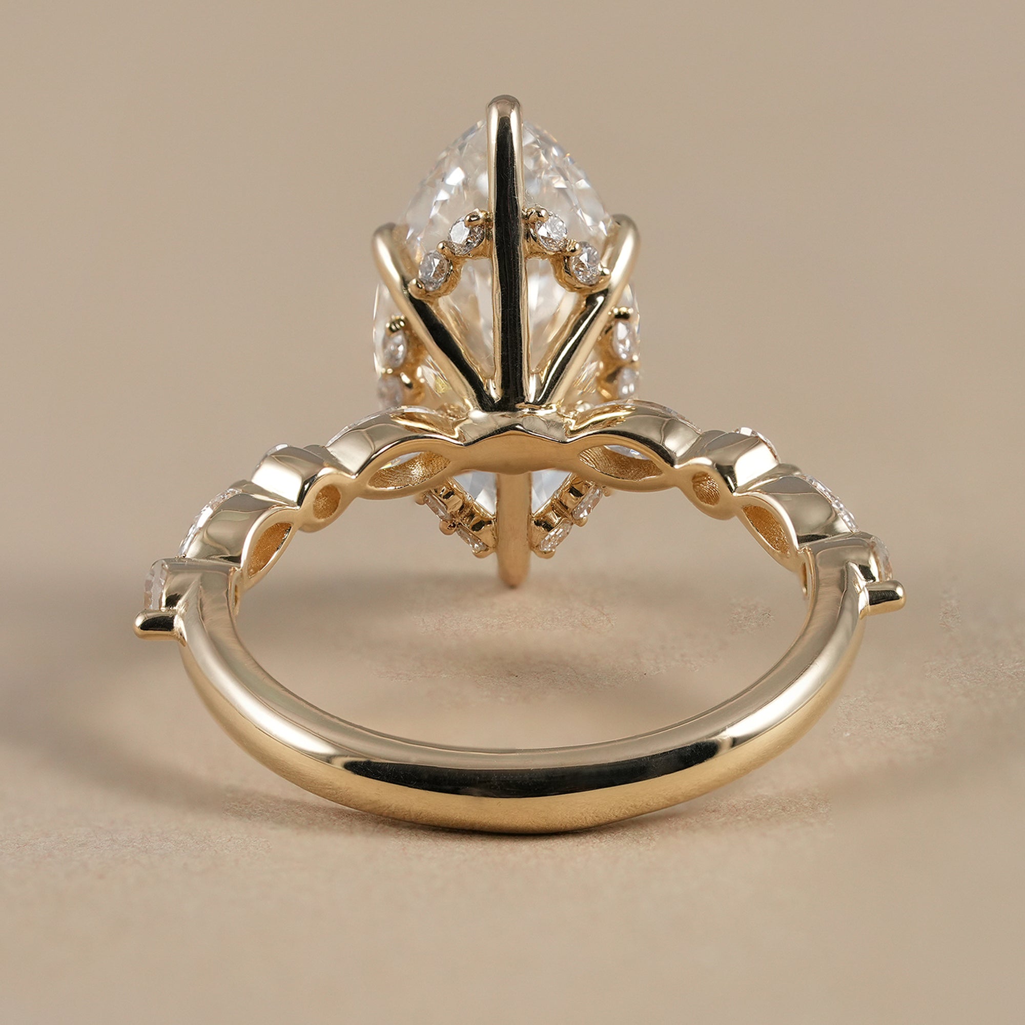 Fine jewelry marquise hidden halo lab diamond ring
