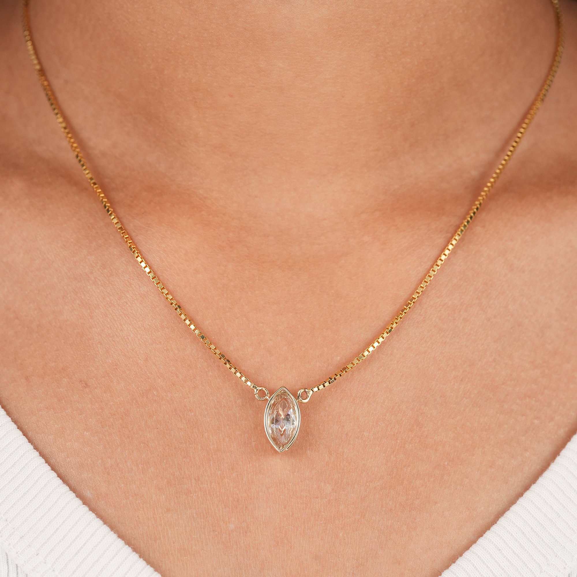 Minimalist marquise diamond pendant necklace for everyday wear