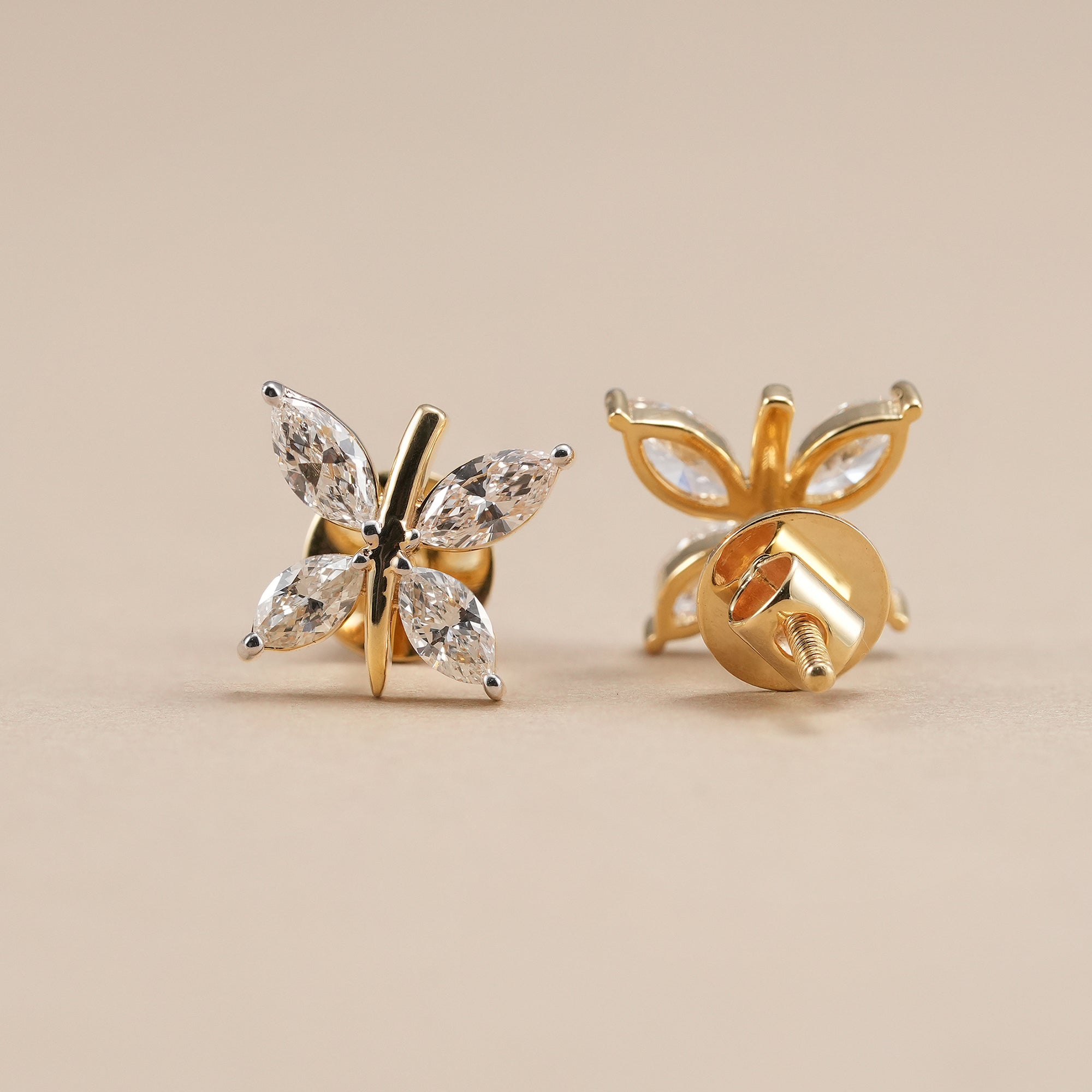 Everyday marquise lab diamond stud earrings for women