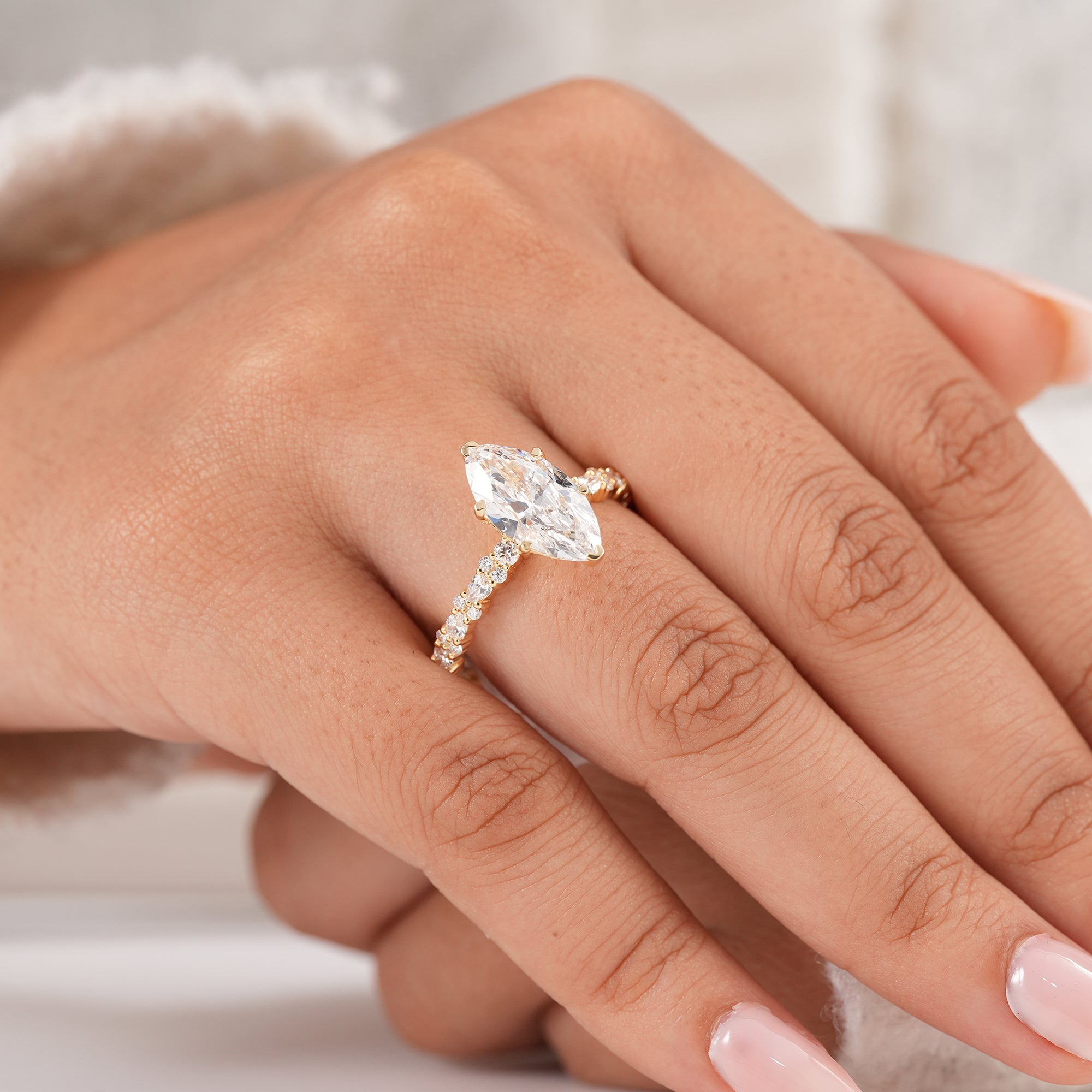 Luxury marquise diamond solitaire engagement ring