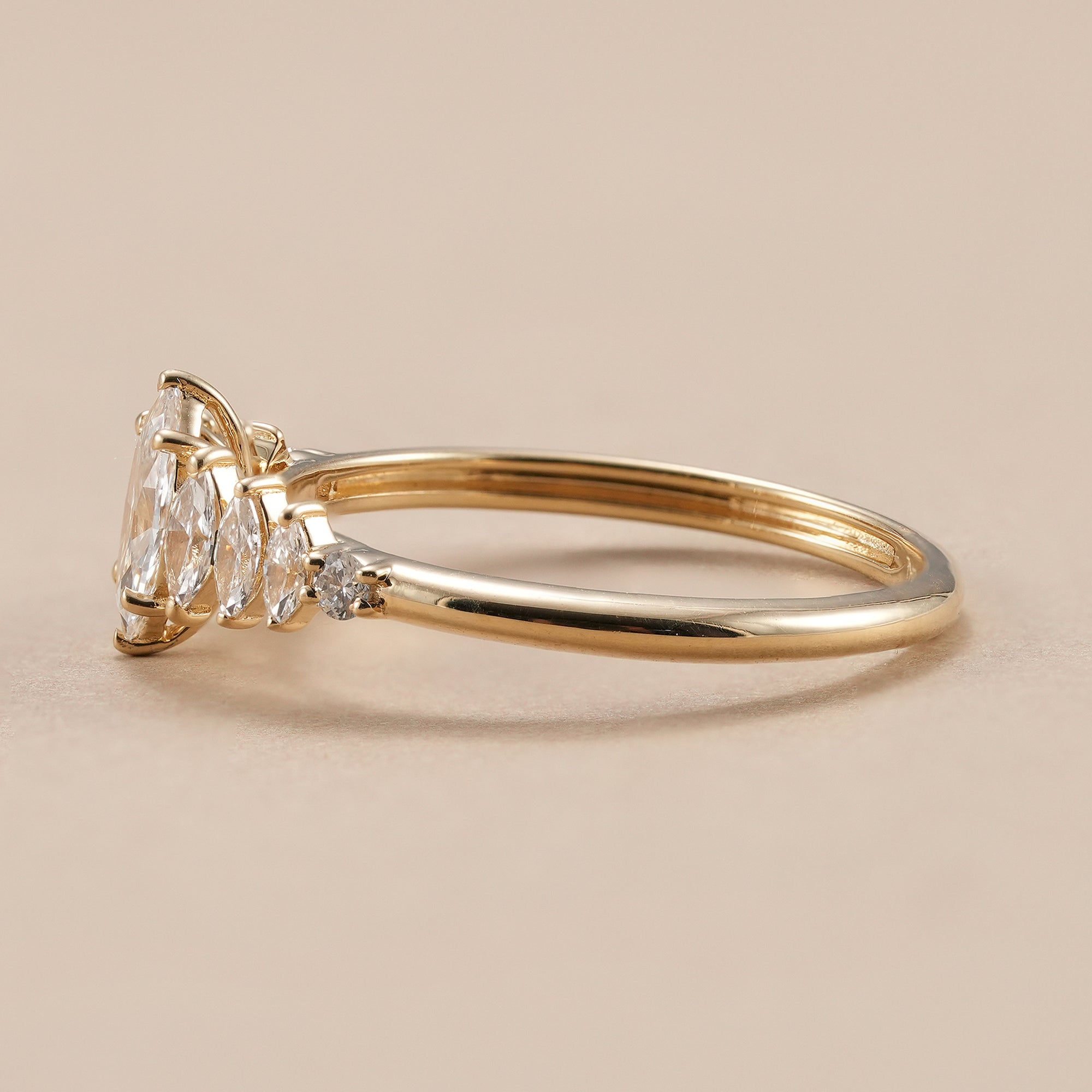 Seven stone lab grown diamond bridal ring for women.