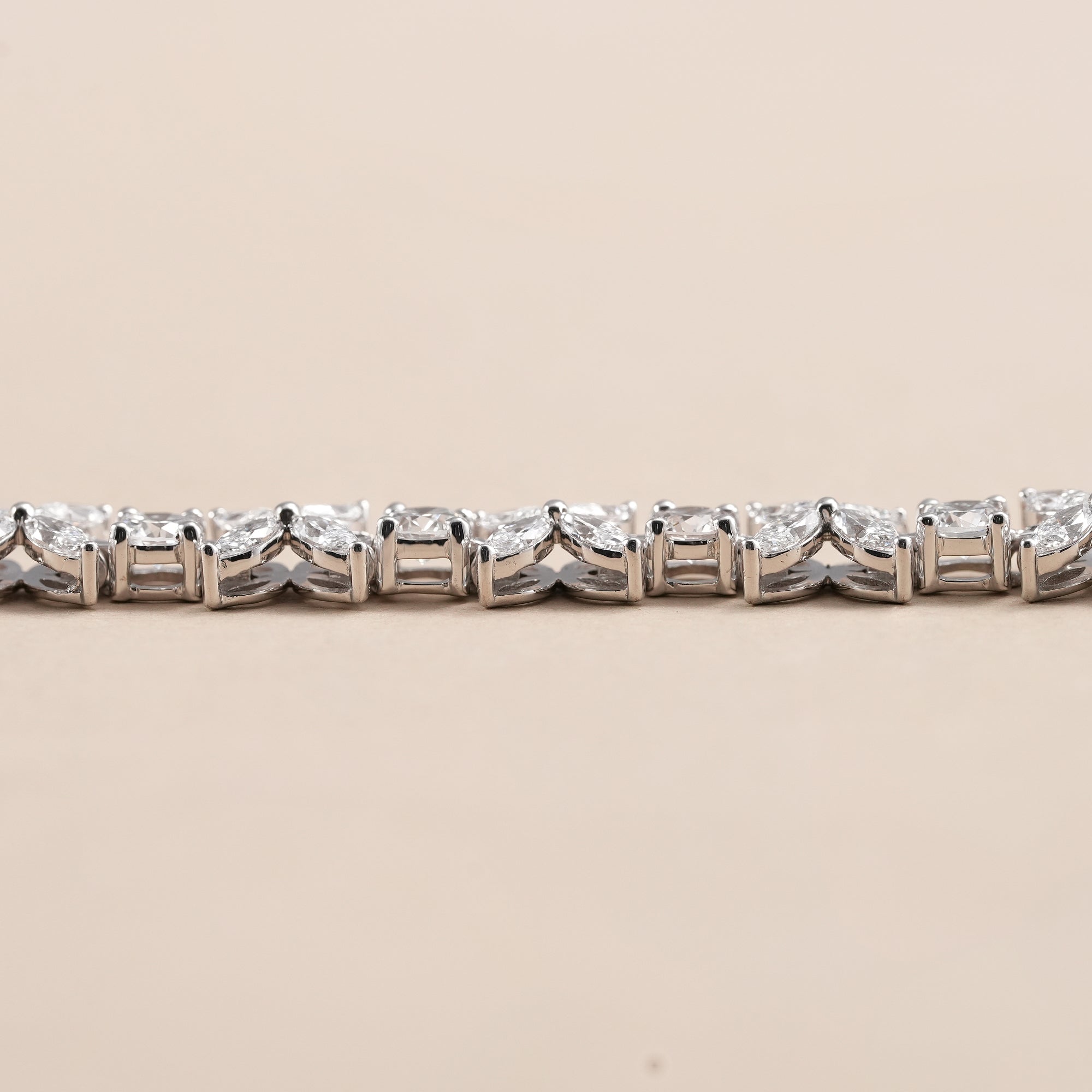 Luxury floral lab diamond bracelet in solid white gold.