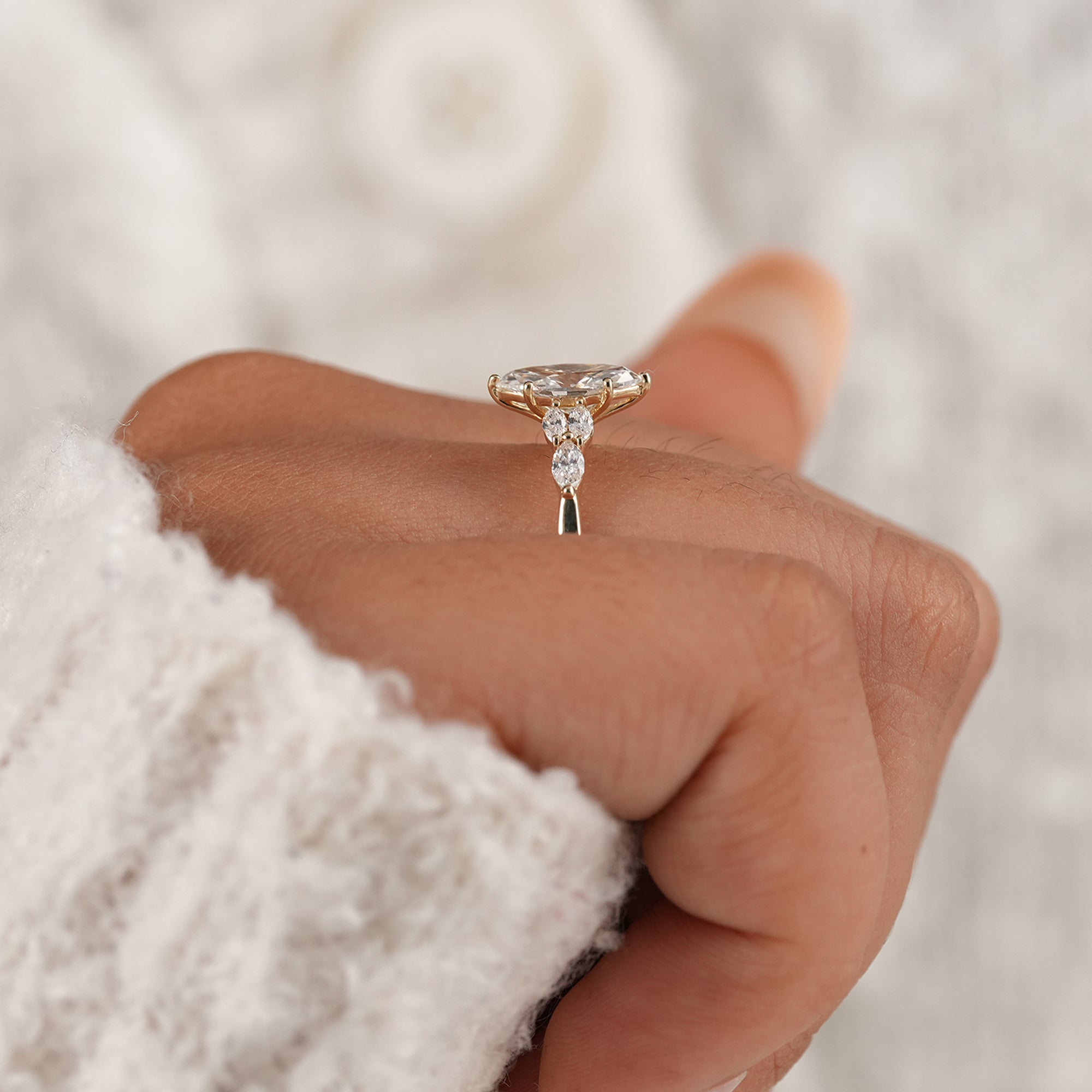 Marquise Side Accent Stone Ring