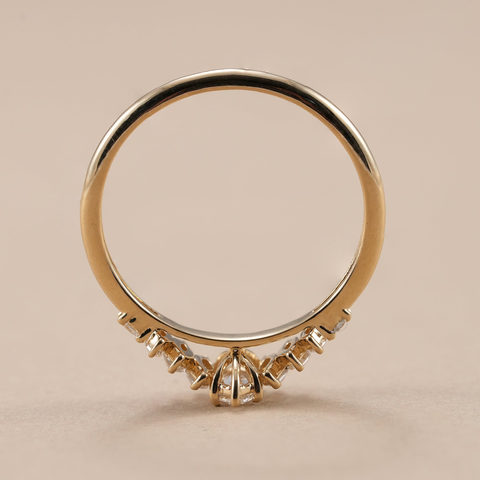 Luxury lab diamond engagement ring handcrafted in yellow gold.