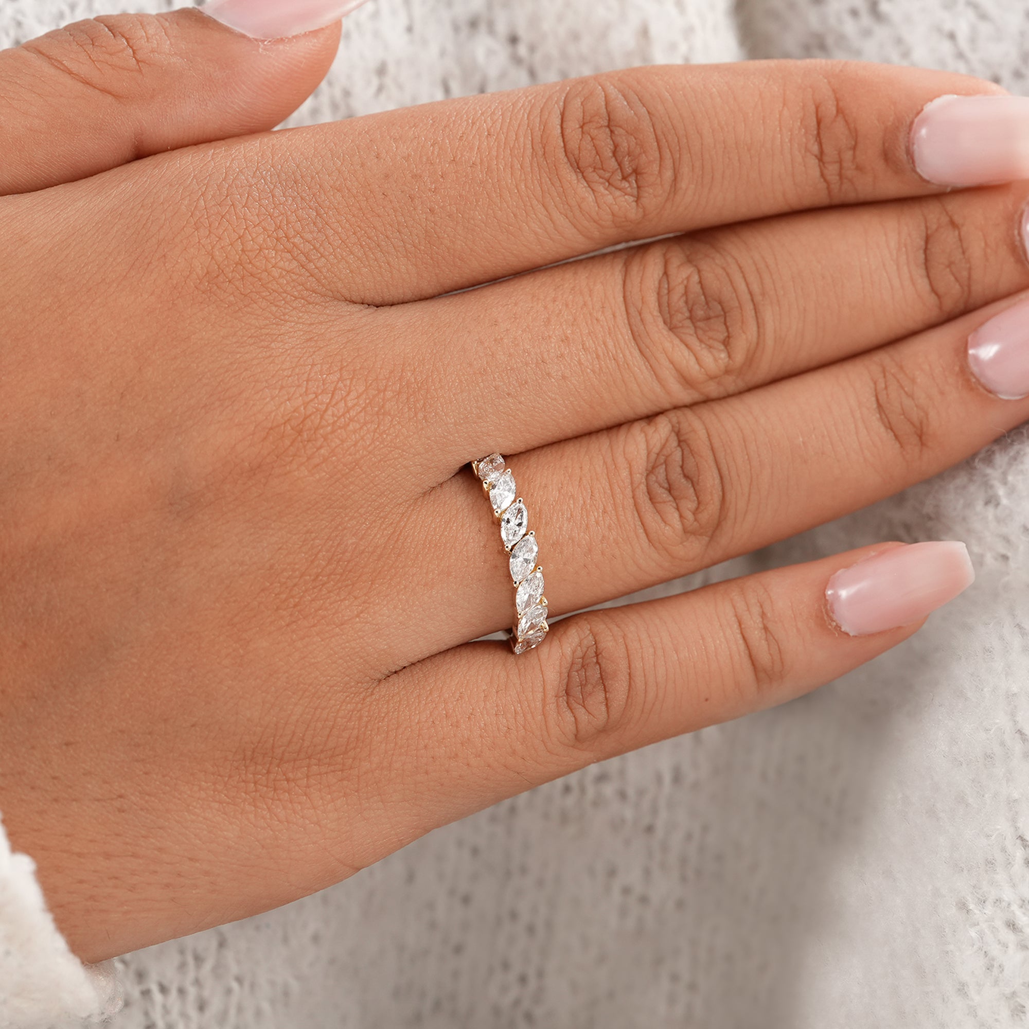 Fine jewelry marquise diamond band handcrafted in gold
