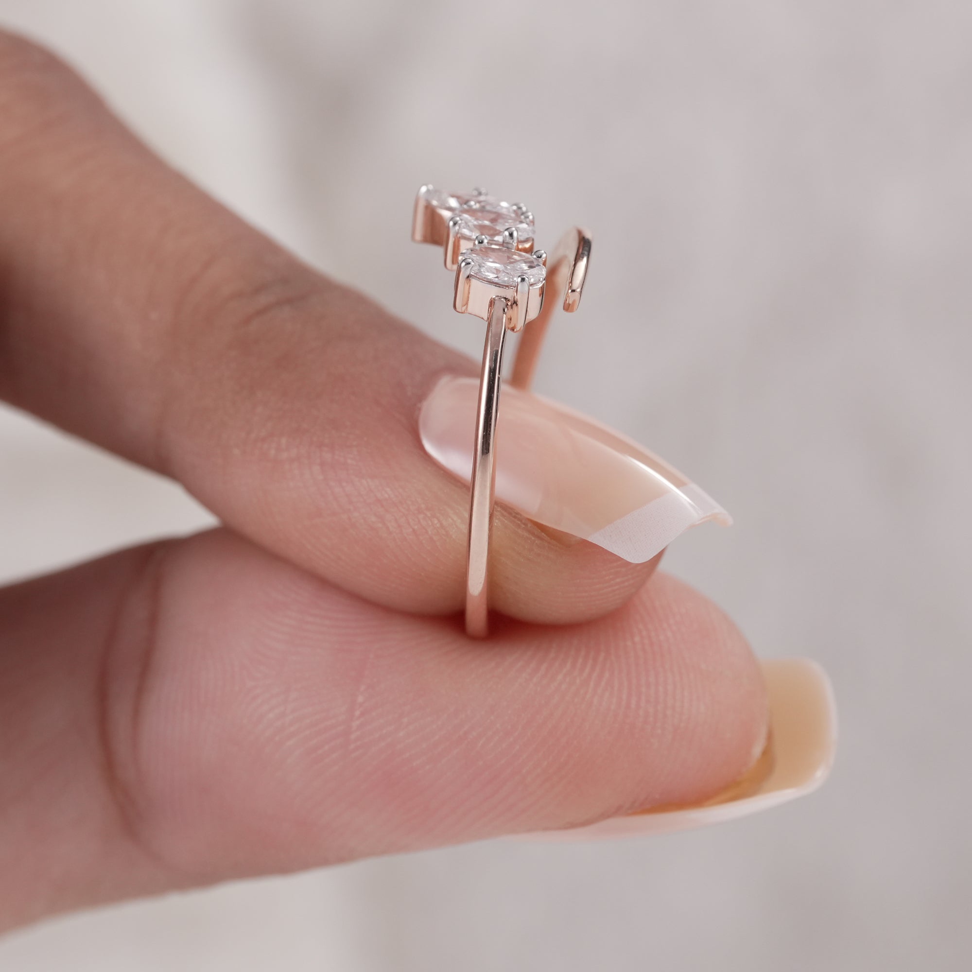Fine jewelry open ring with lab grown diamonds