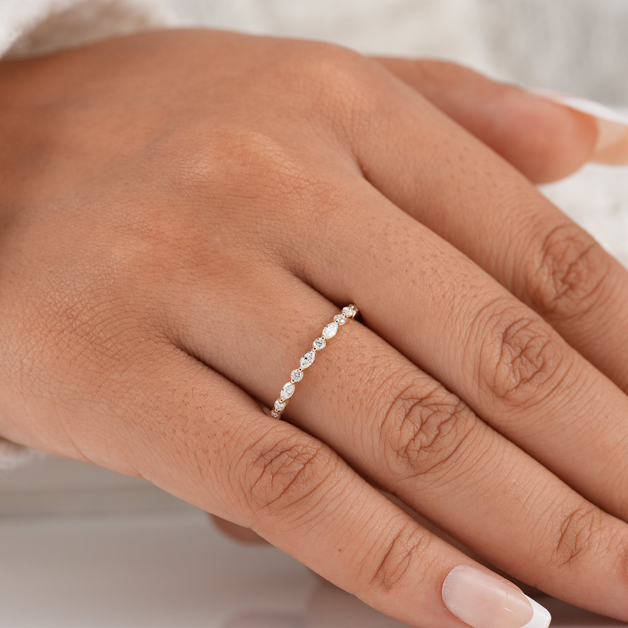 Half eternity lab diamond anniversary band