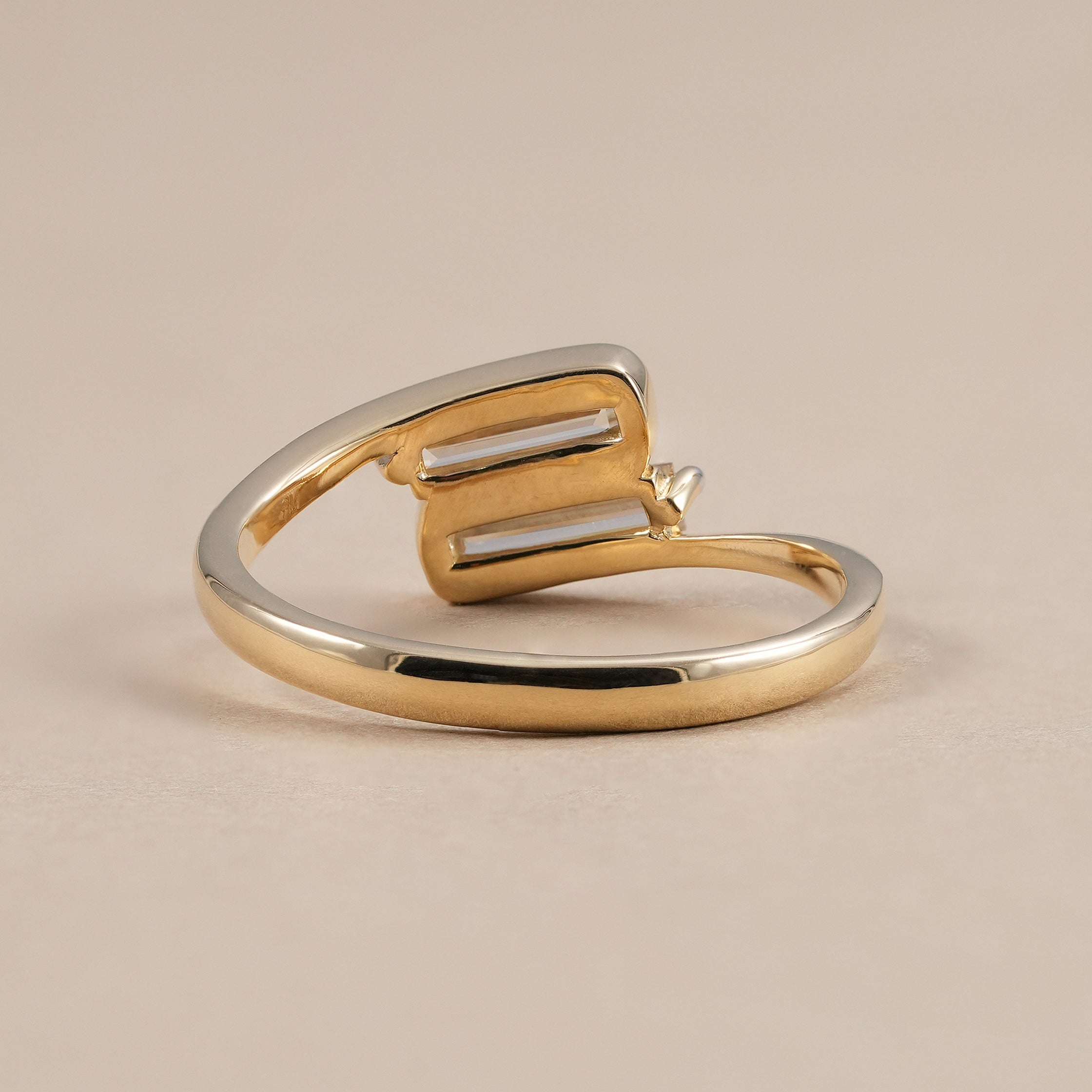 Elegant dual baguette diamond anniversary ring