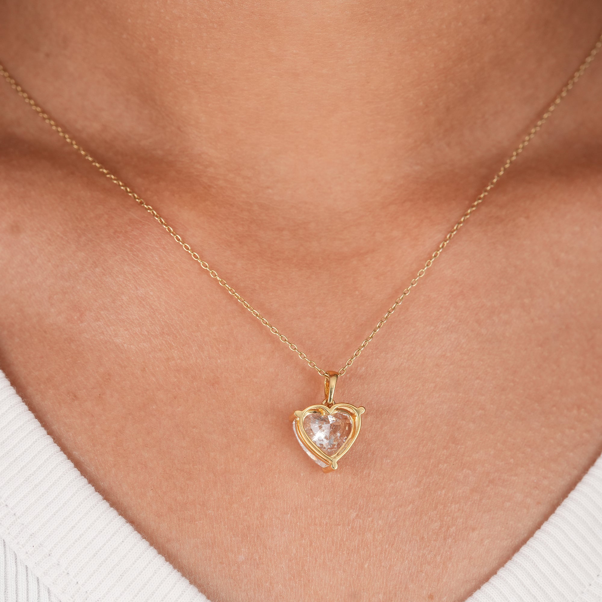 Heart solitaire diamond pendant necklace for women