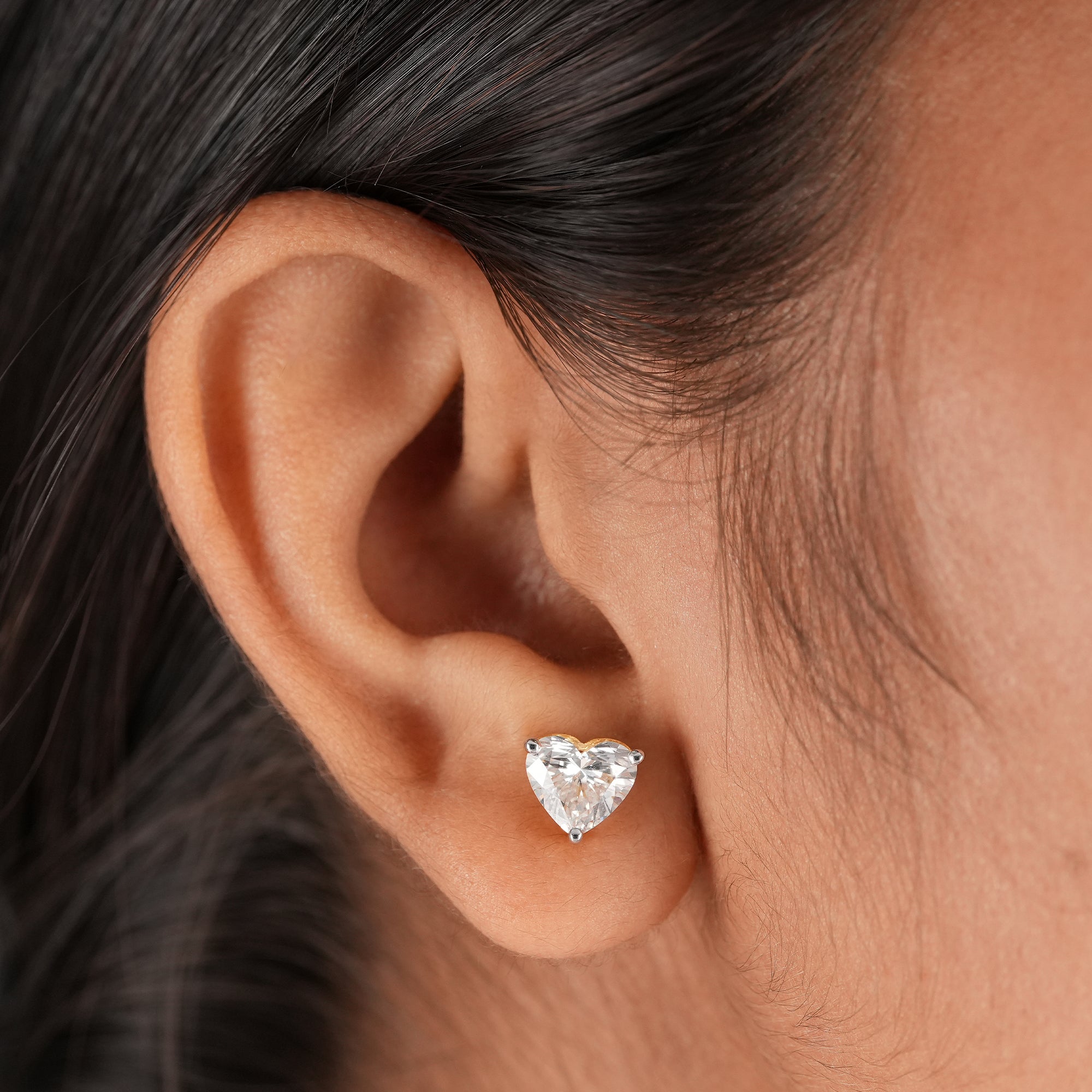 Minimalist heart diamond earrings for women