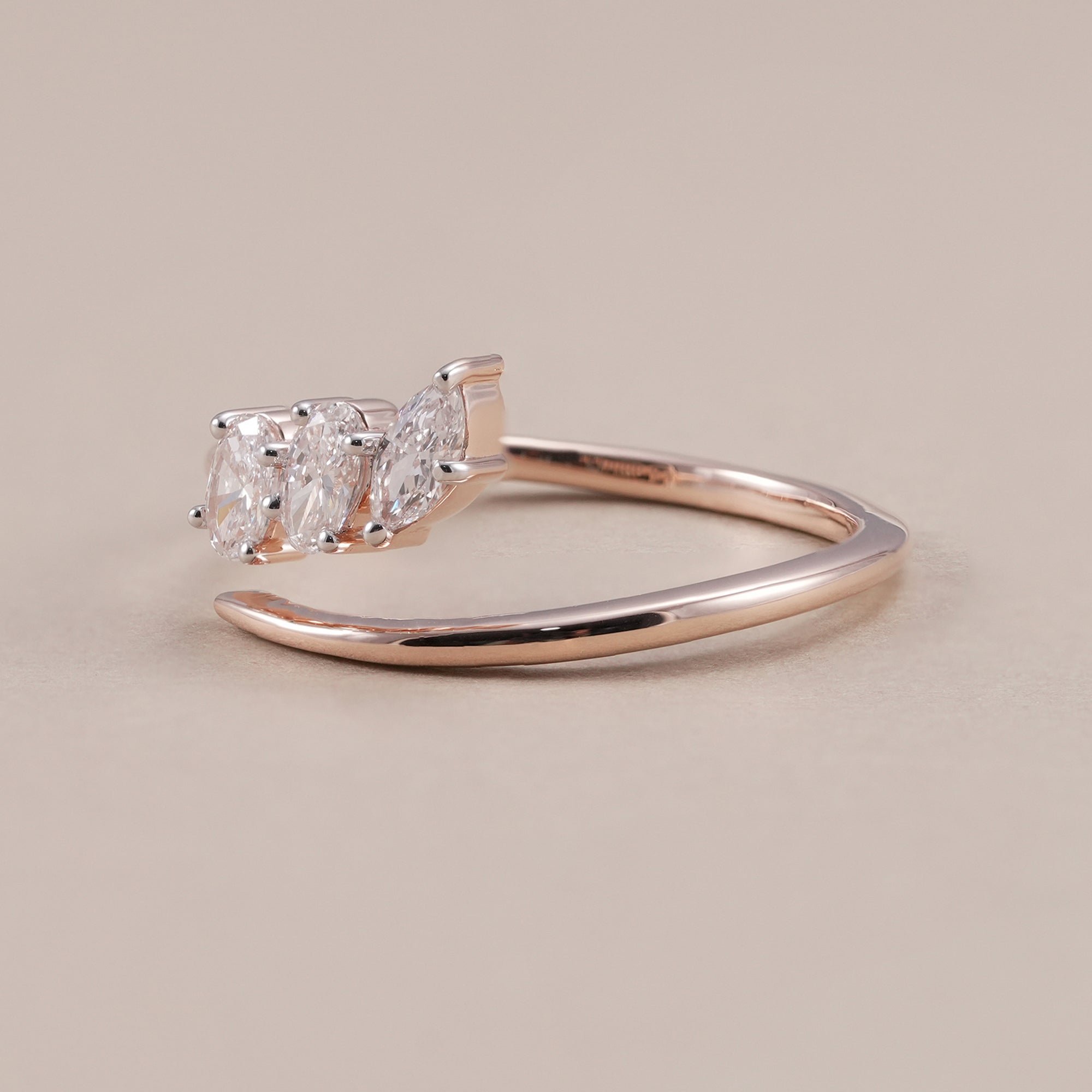 Minimalist open stacking ring in rose gold