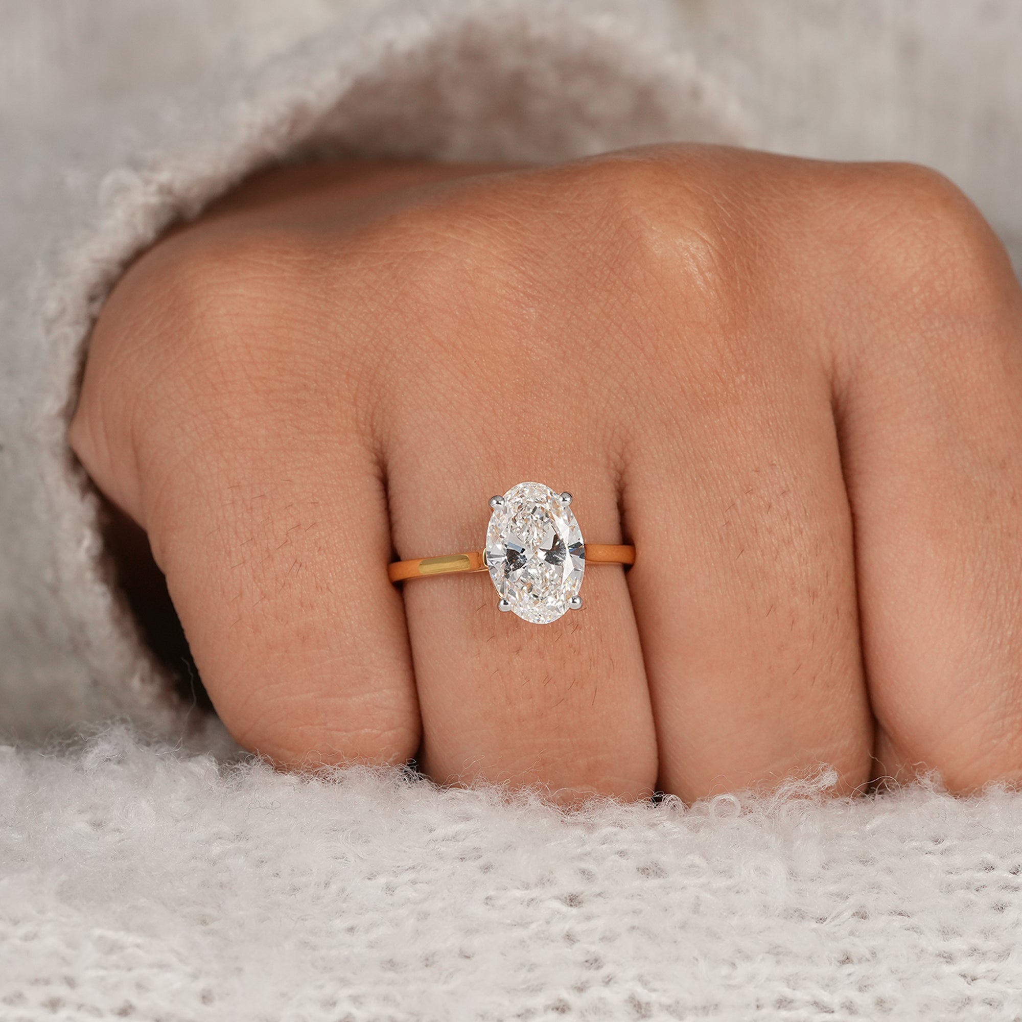Women's oval lab grown diamond wedding ring
