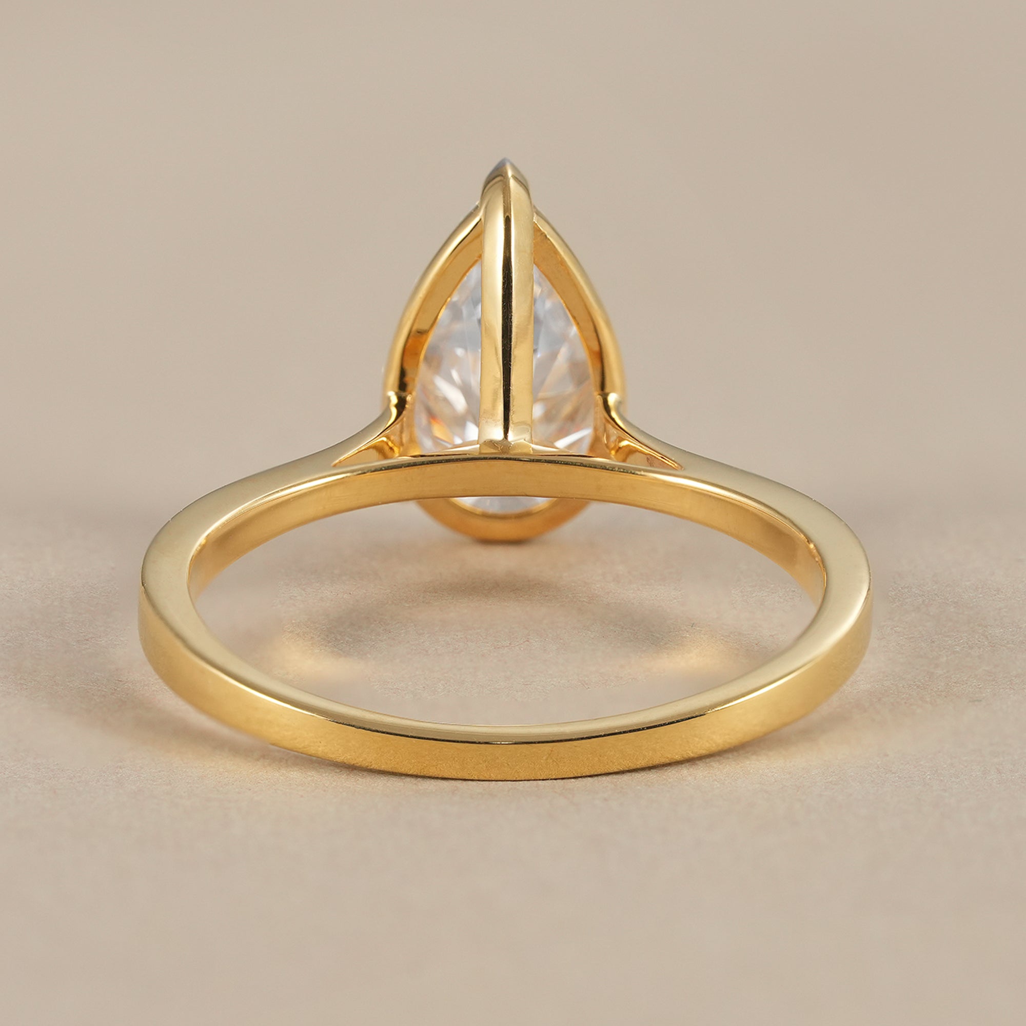 Minimalist pear diamond ring crafted in solid gold