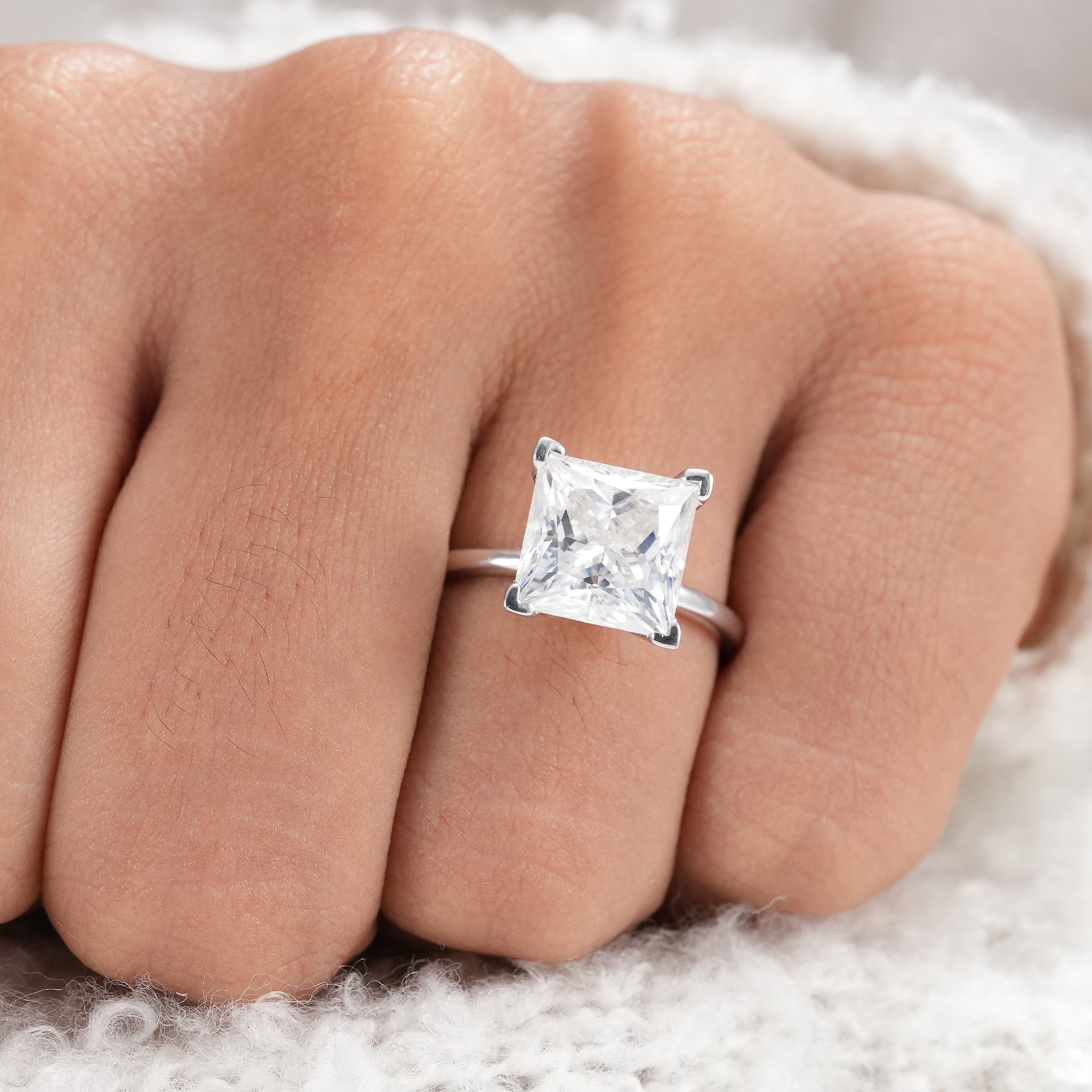 Fine jewelry princess cut lab diamond ring.