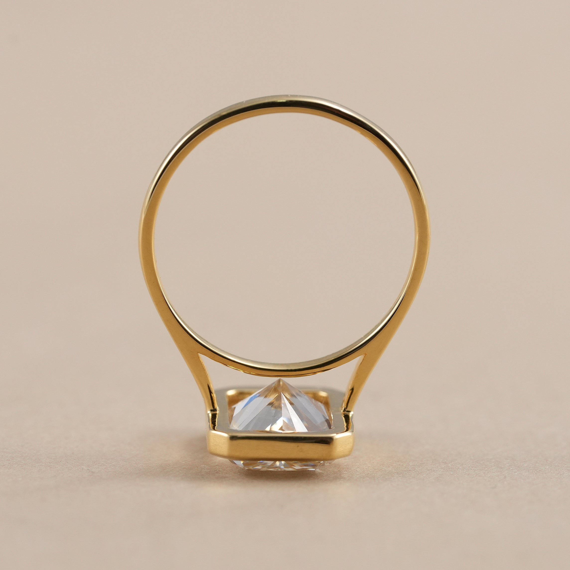 Modern radiant cut lab grown diamond solitaire ring