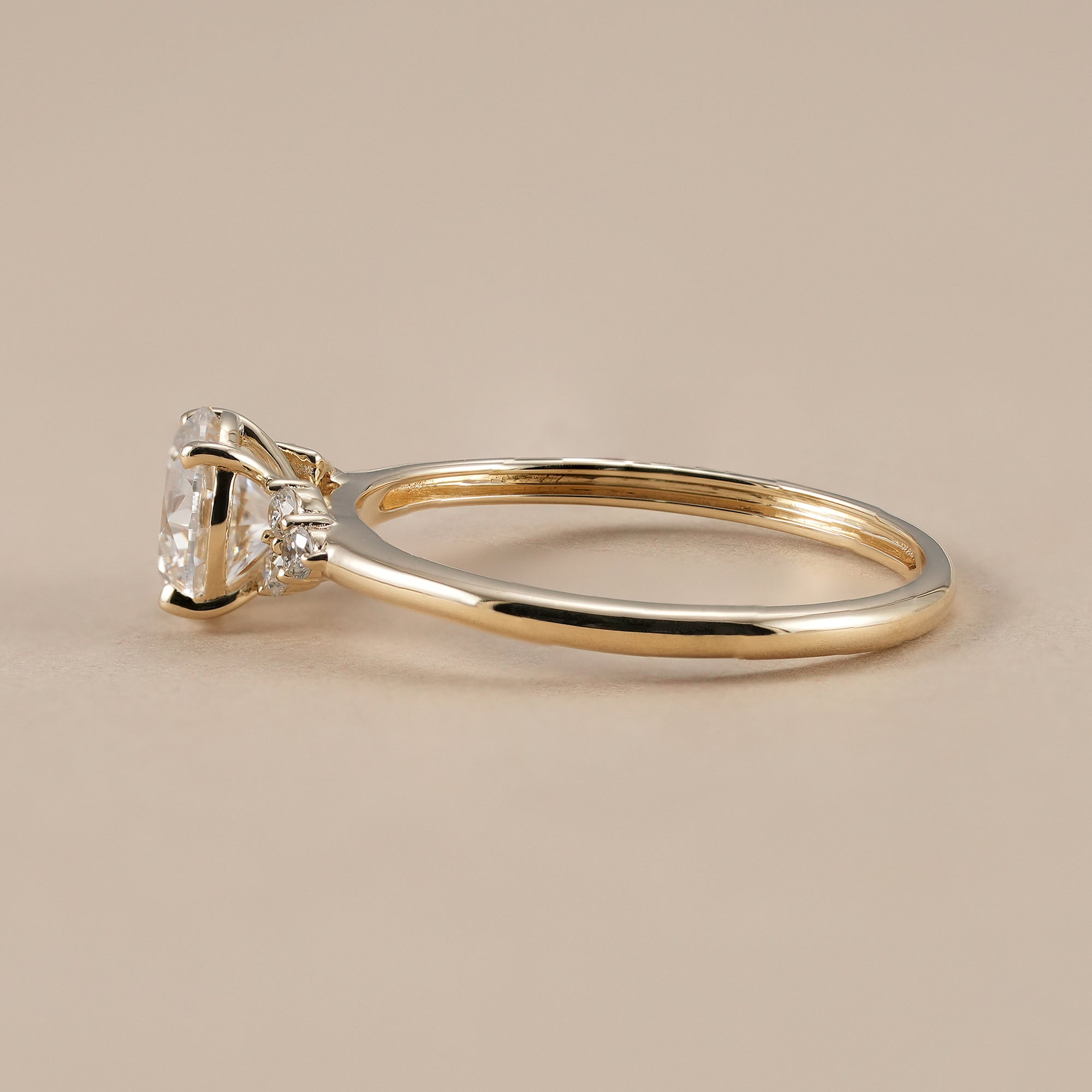 Elegant round solitaire diamond ring handcrafted in solid gold