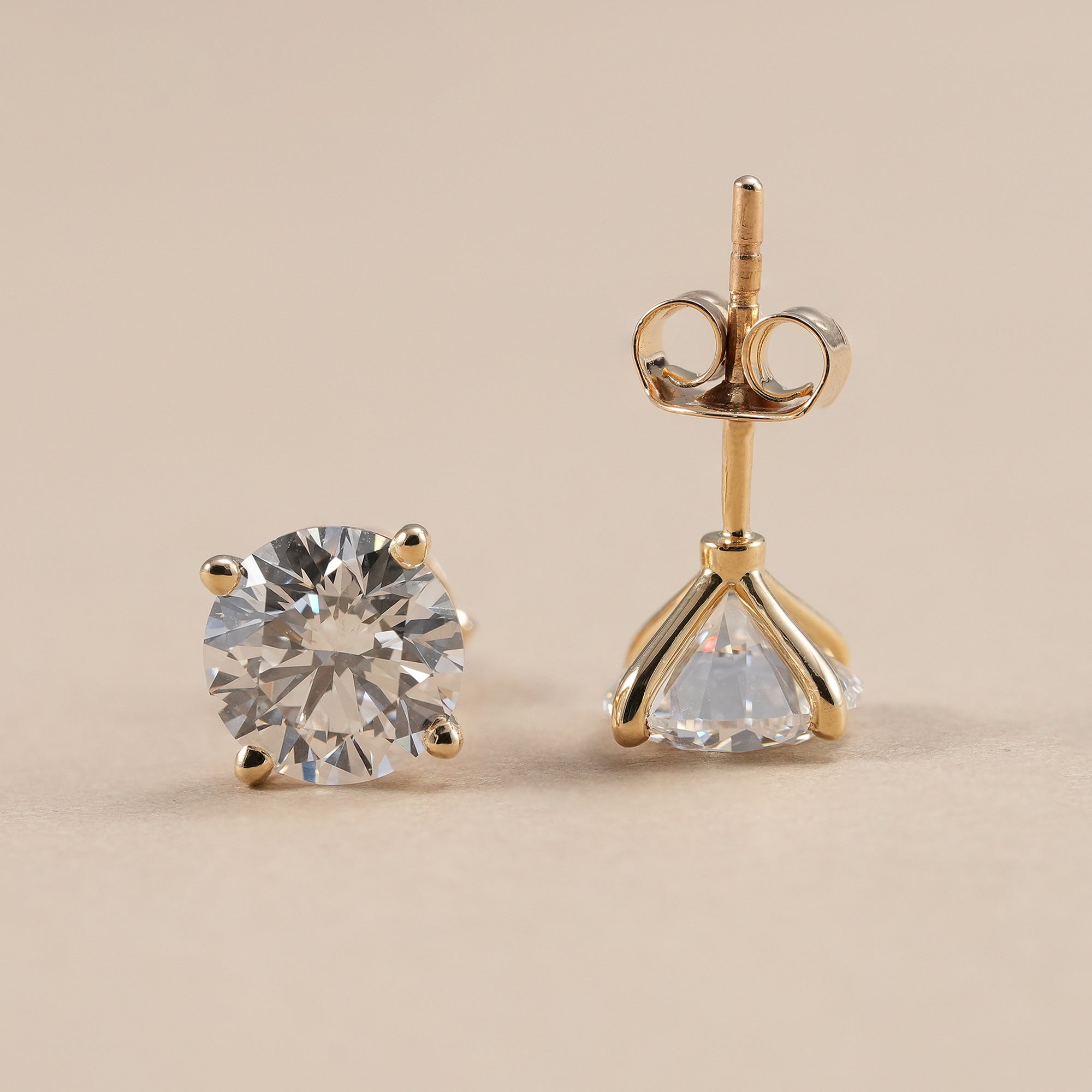 Luxury round lab diamond stud earrings with timeless elegant design