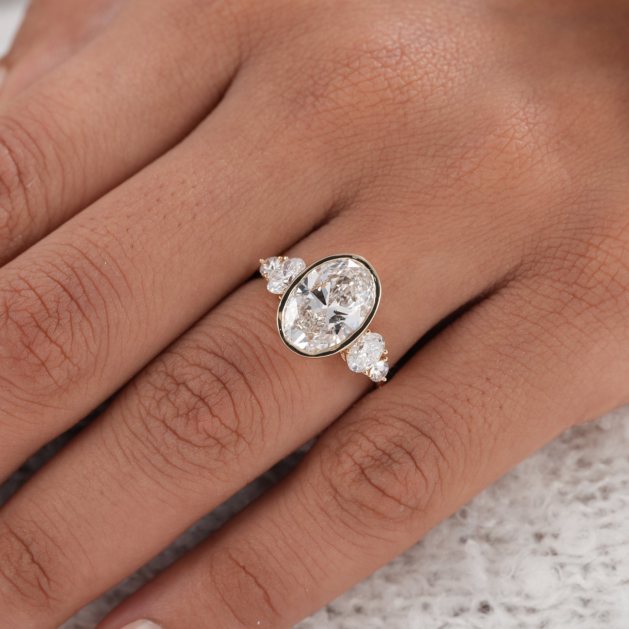 Oval and round diamond anniversary ring gift for her