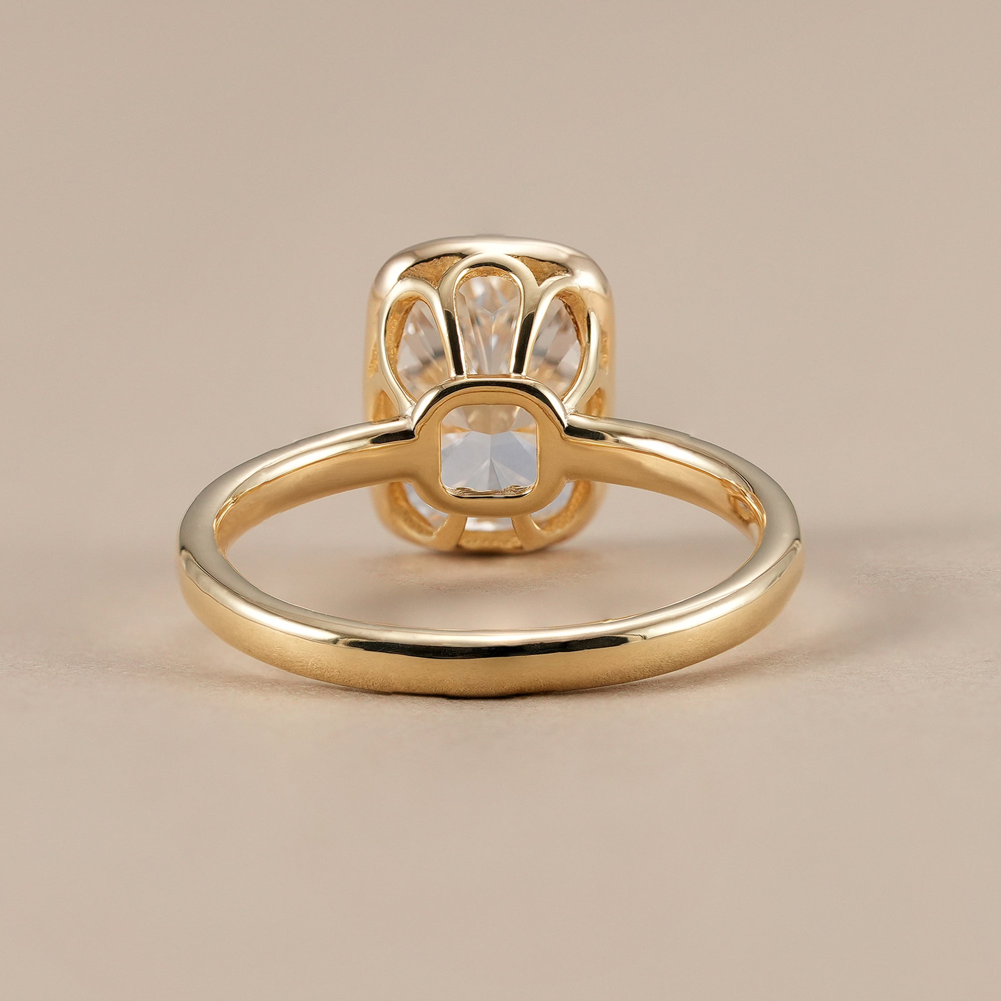 Handmade radiant bezel engagement ring