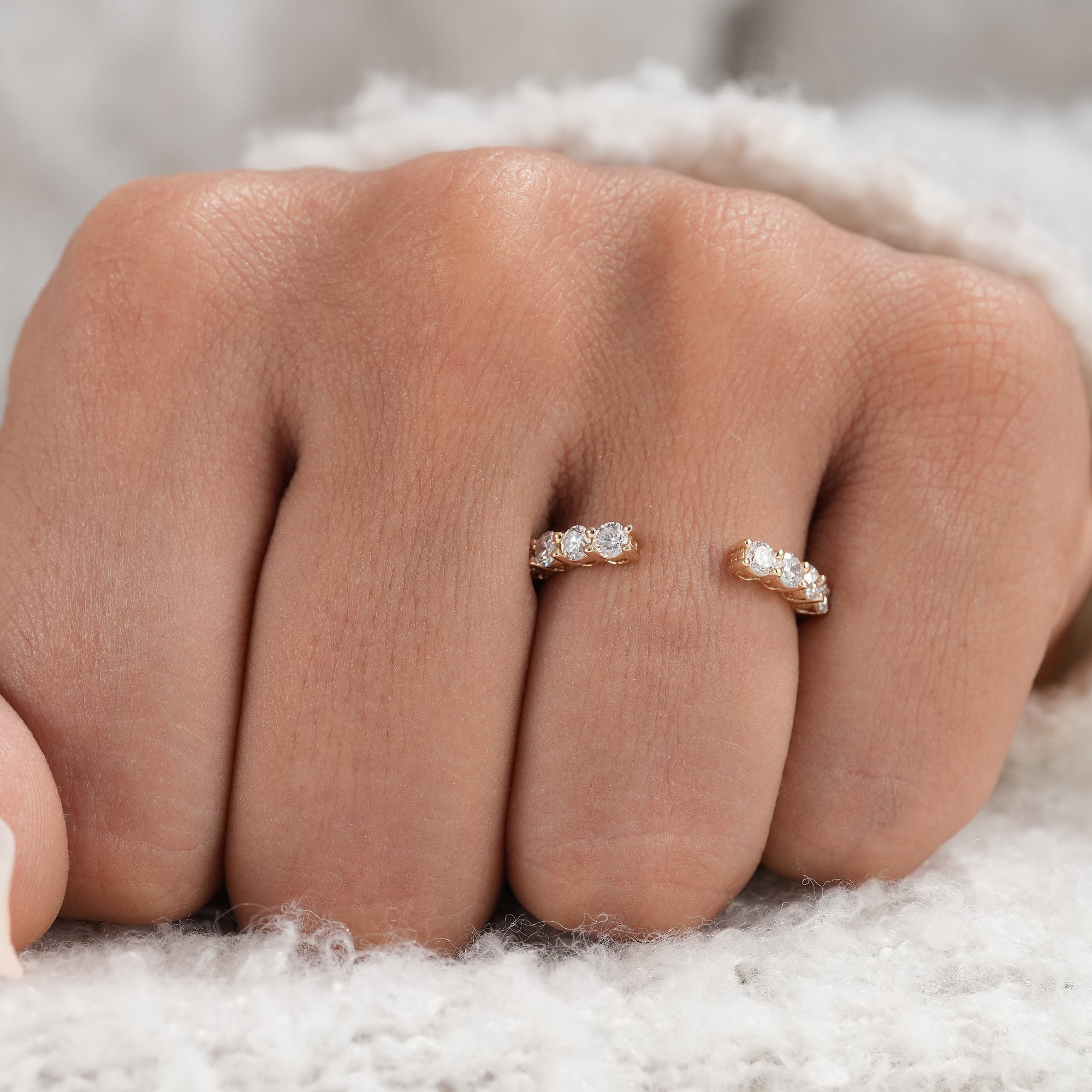 Open ended diamond band with round lab diamonds