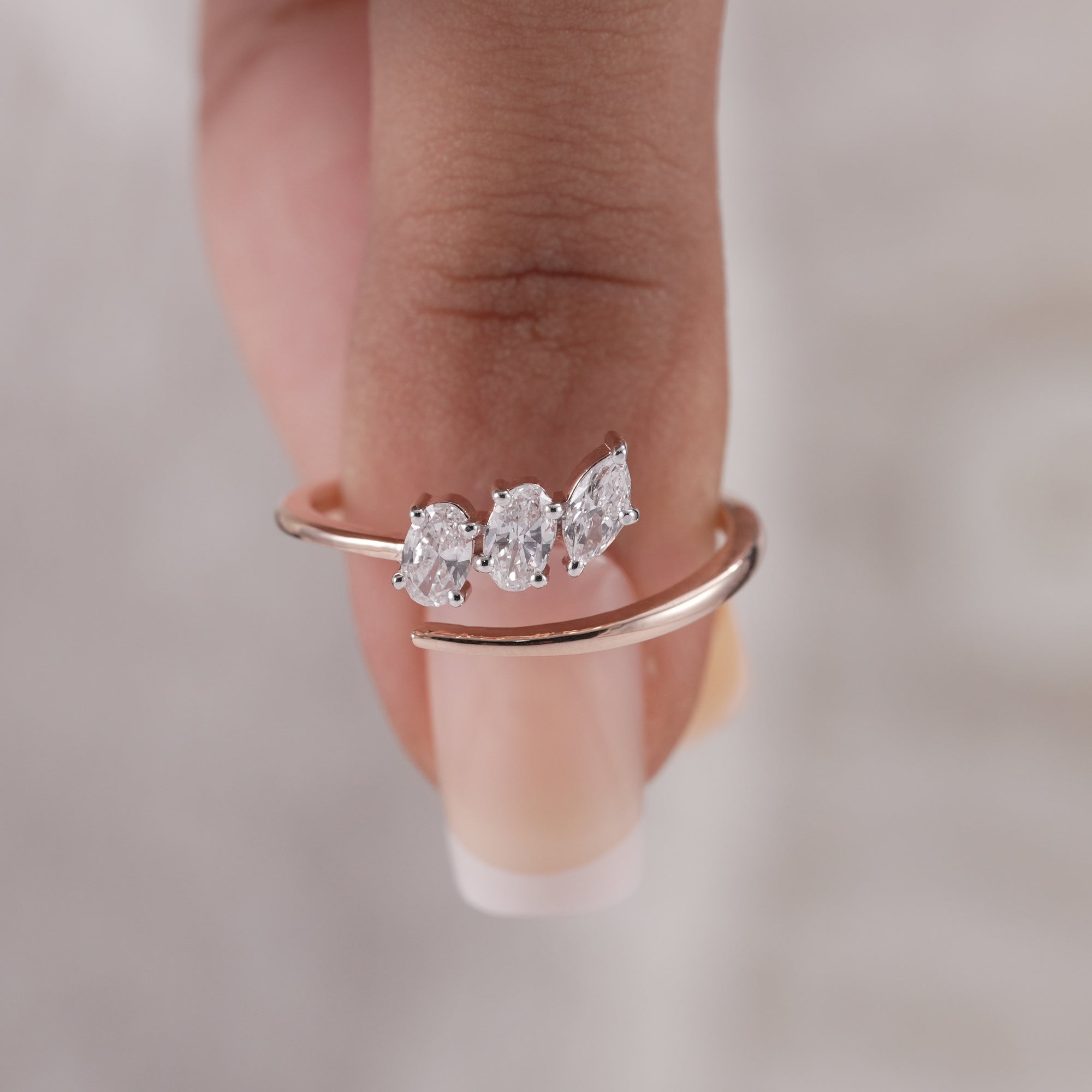 Sustainable lab diamond open ring for stacking