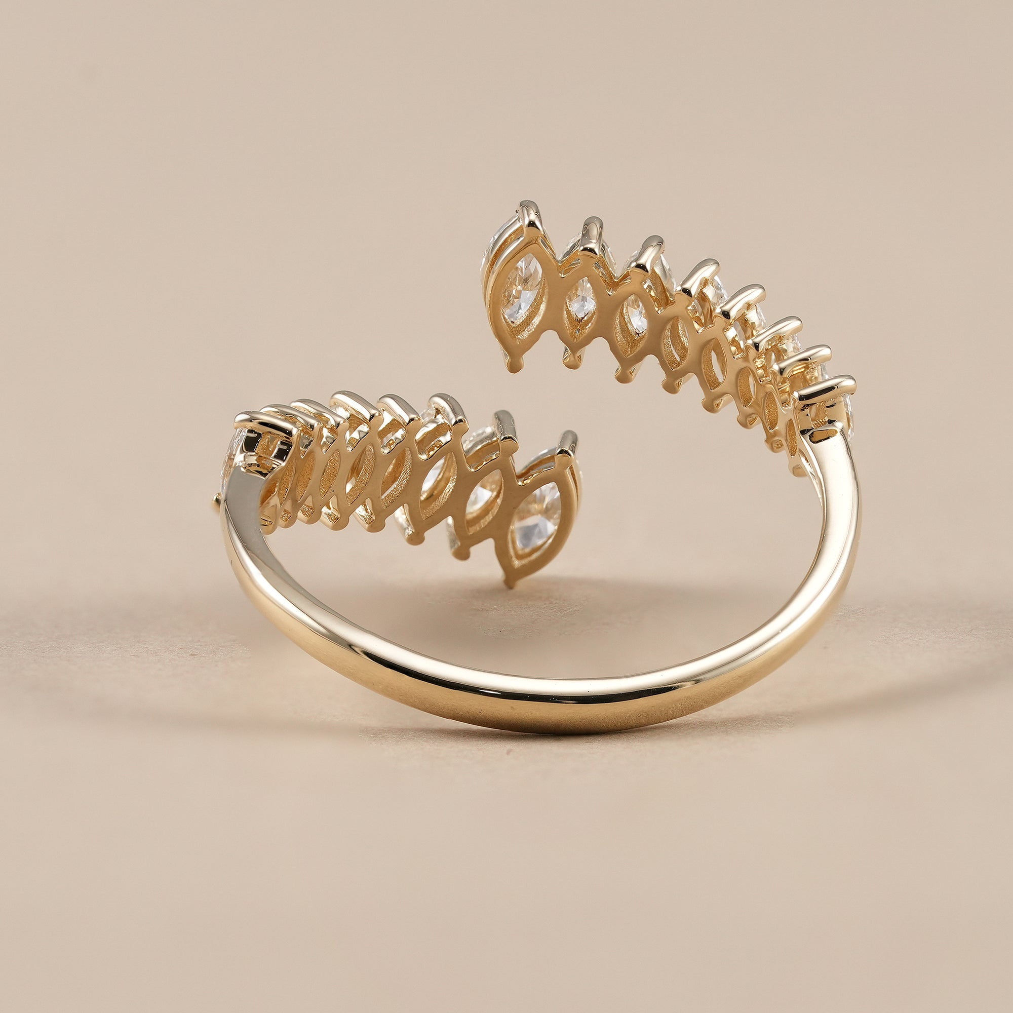 Modern marquise wedding band with open design