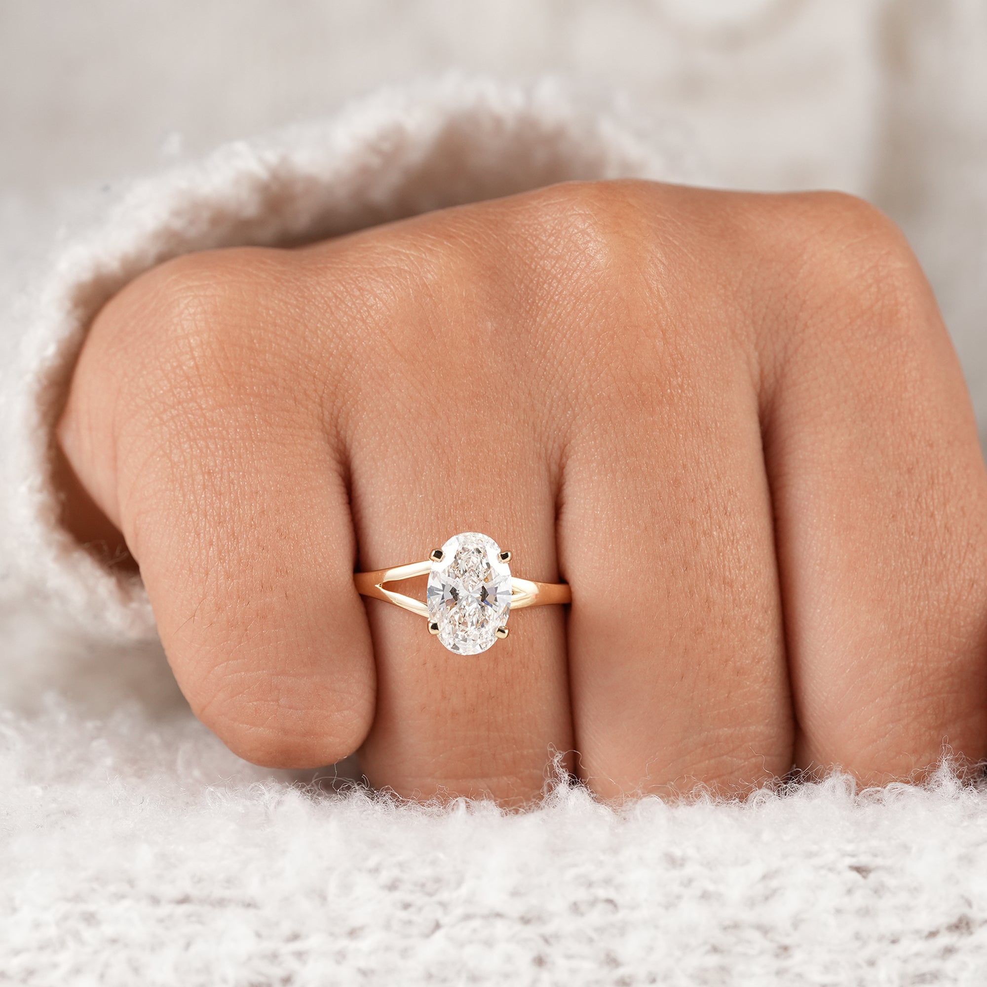 Women's oval lab grown diamond proposal ring