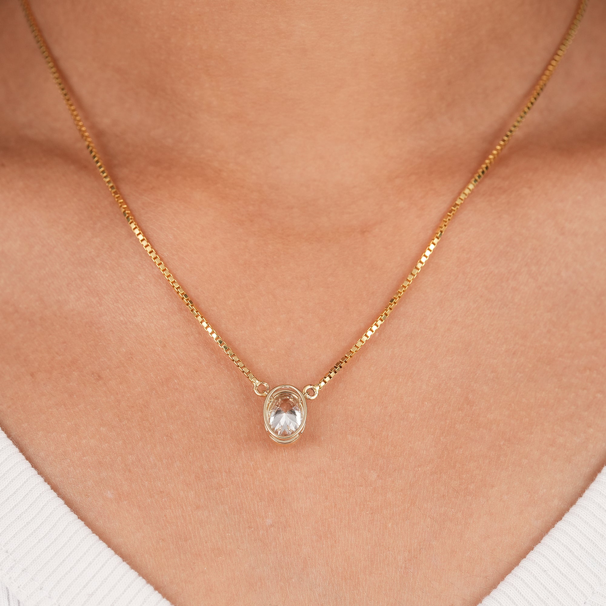 Minimalist oval diamond pendant necklace for everyday wear