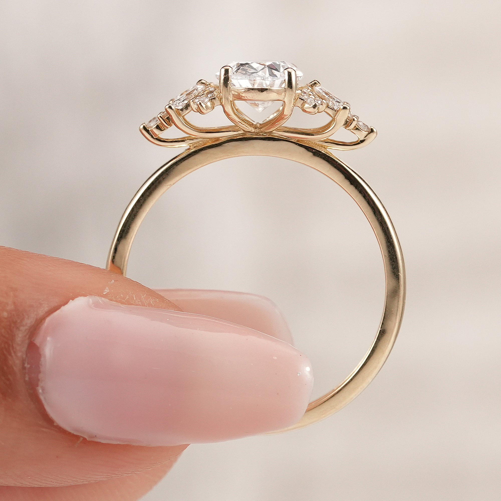 Oval Lab Grown Diamond Bridal Statement Ring