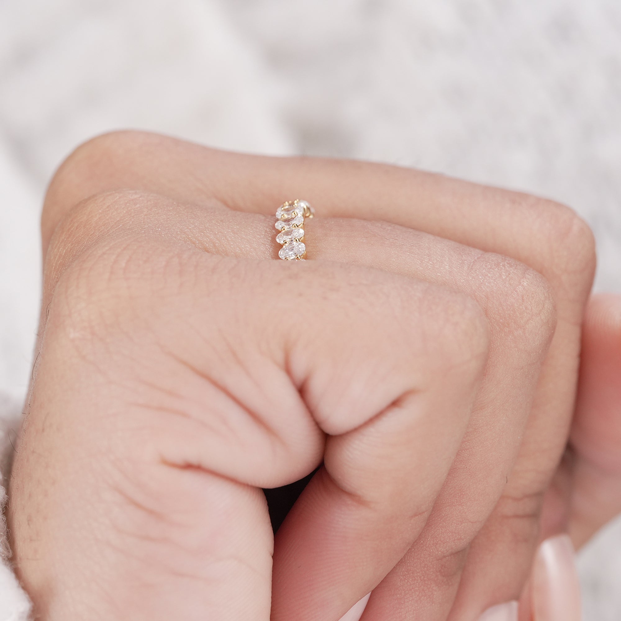 Classic oval diamond full eternity band for women.