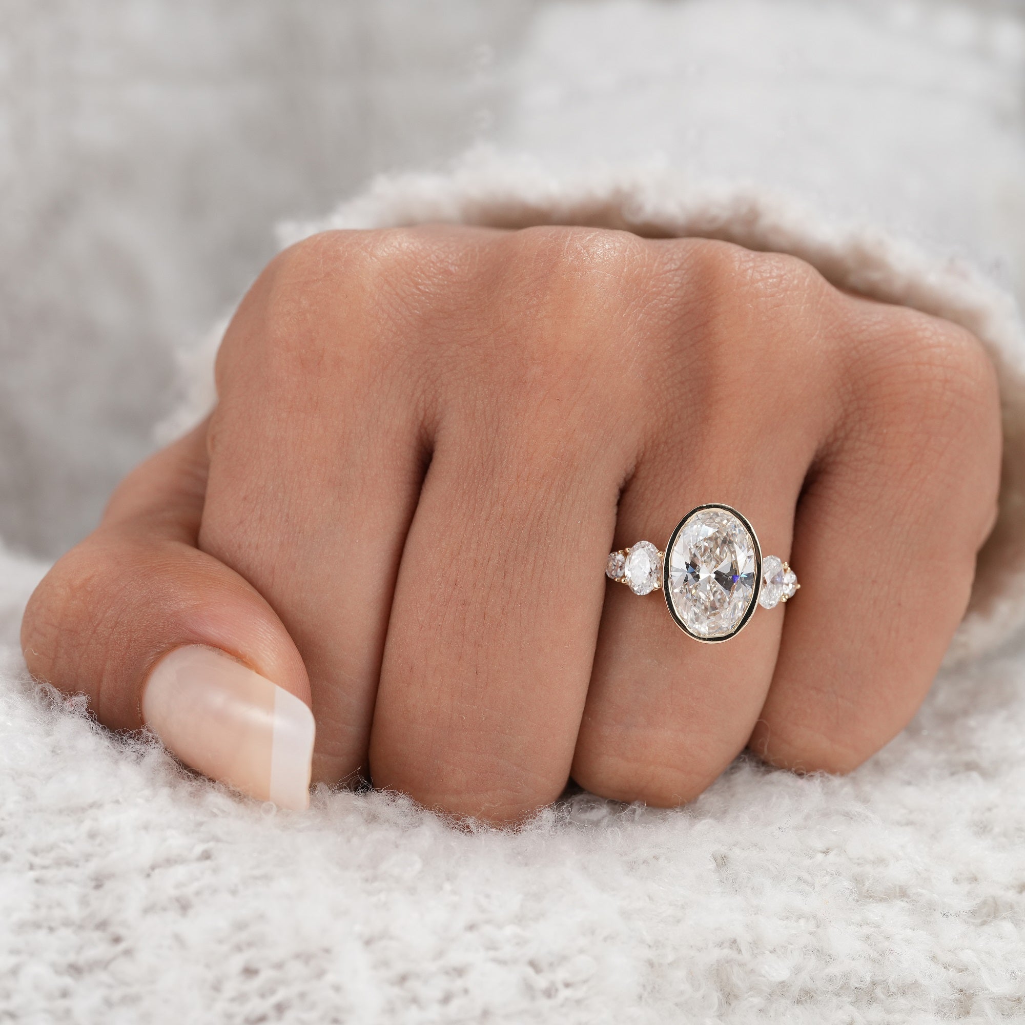 Sustainable lab created diamond ring with five stone design