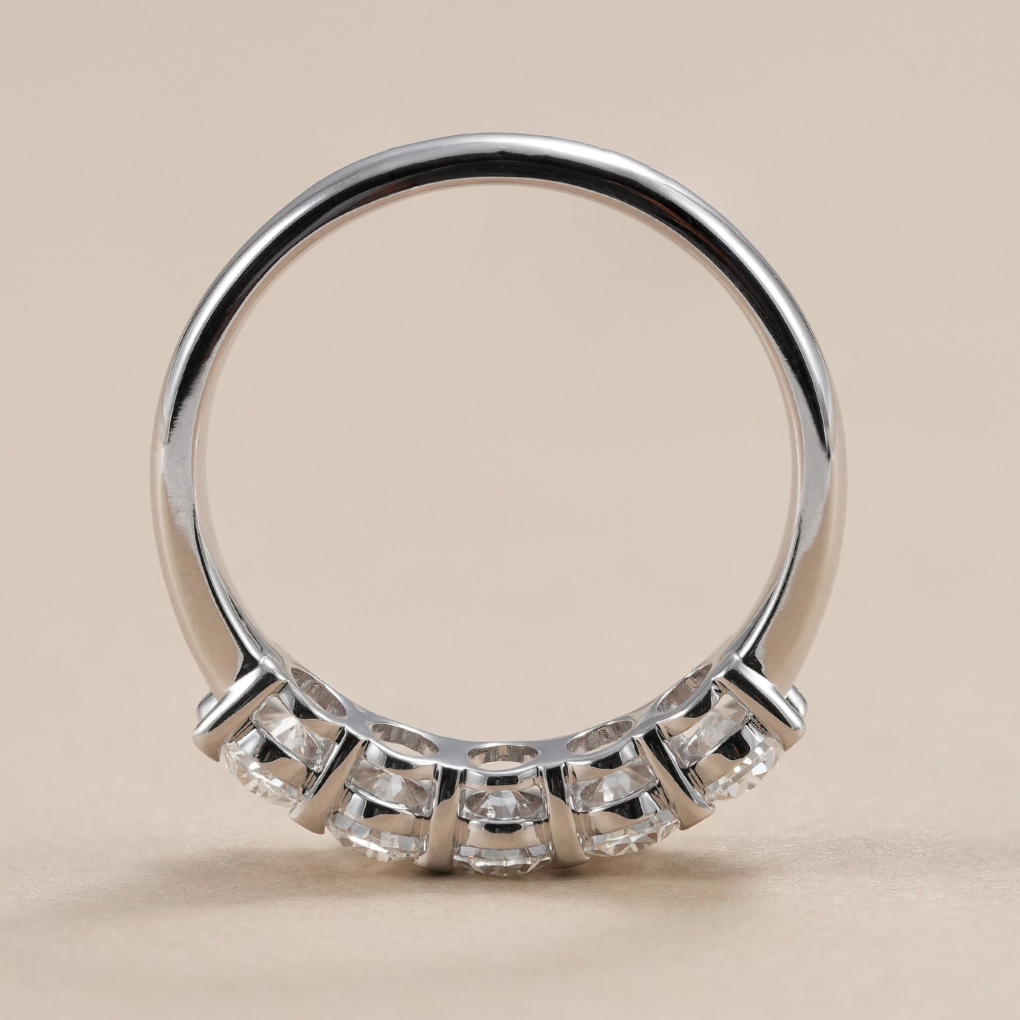 Handcrafted oval lab diamond wedding band for women.