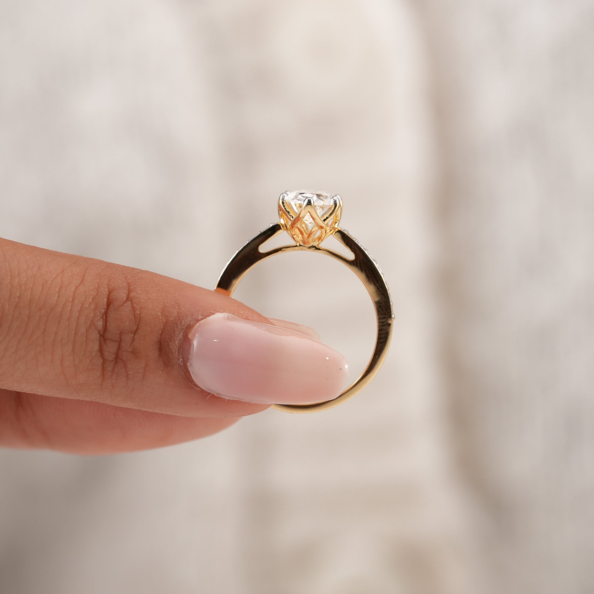 Handcrafted oval solitaire lab diamond ring for women