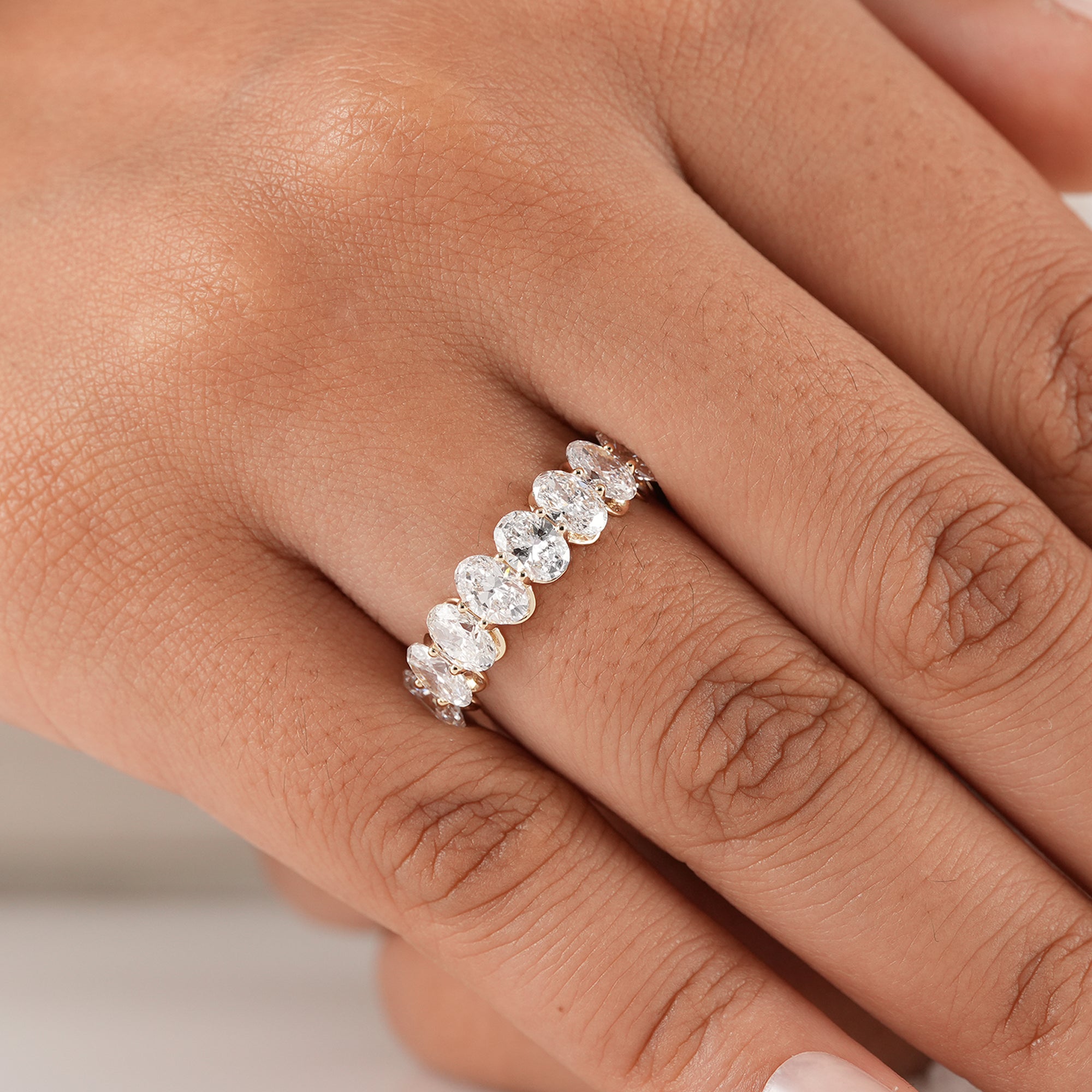 Oval lab diamond stacking ring handcrafted in solid gold