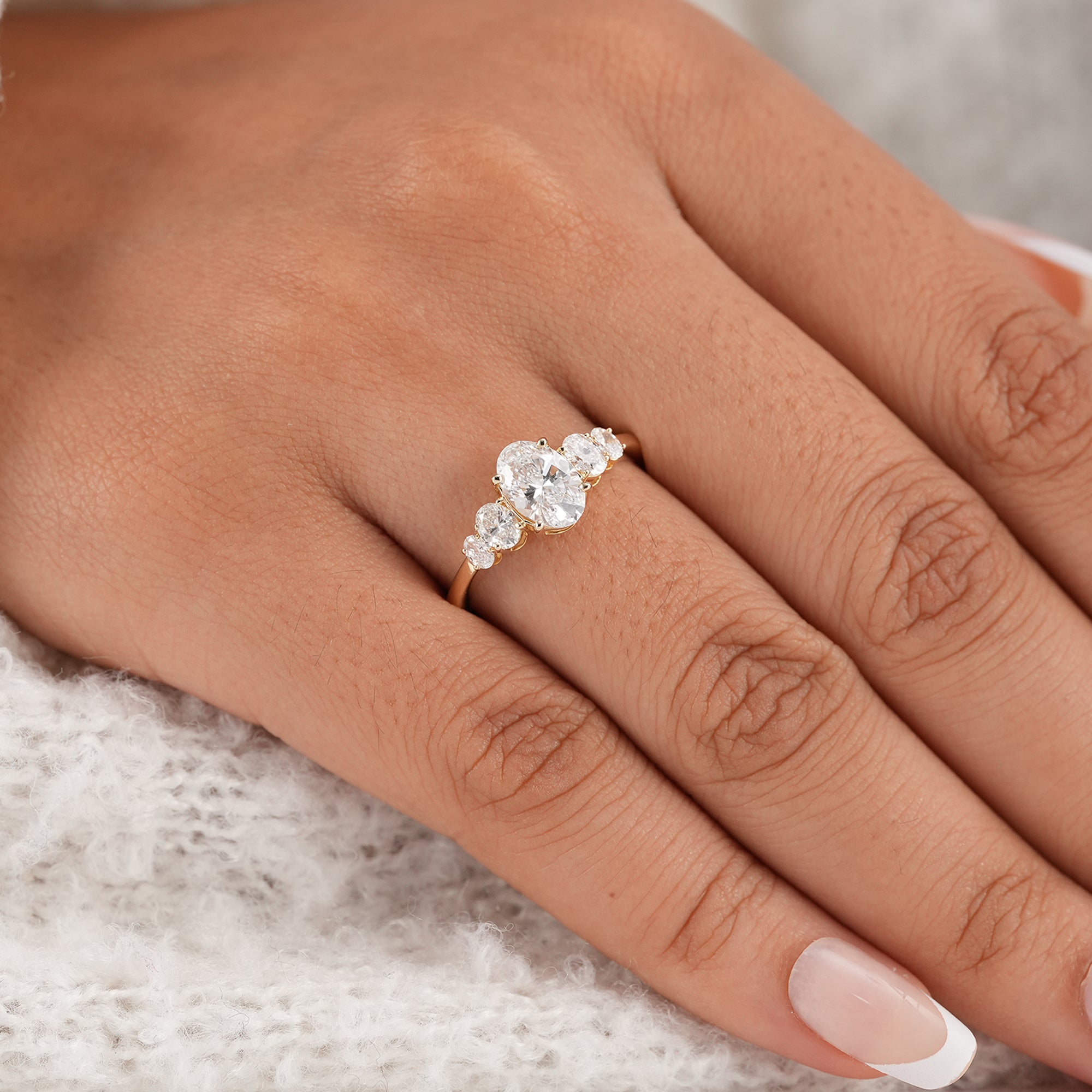Luxury oval diamond proposal ring handcrafted in solid gold