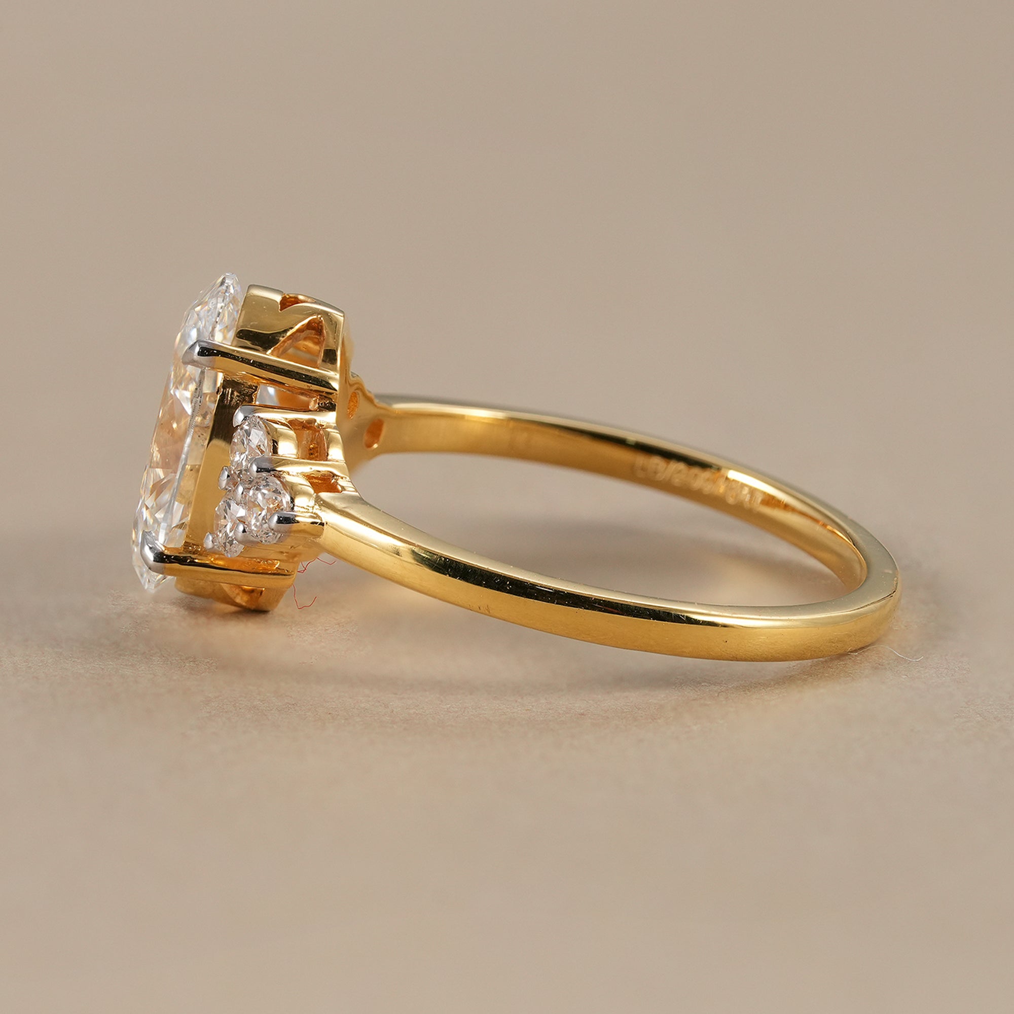Luxury oval diamond cluster ring handcrafted in solid gold