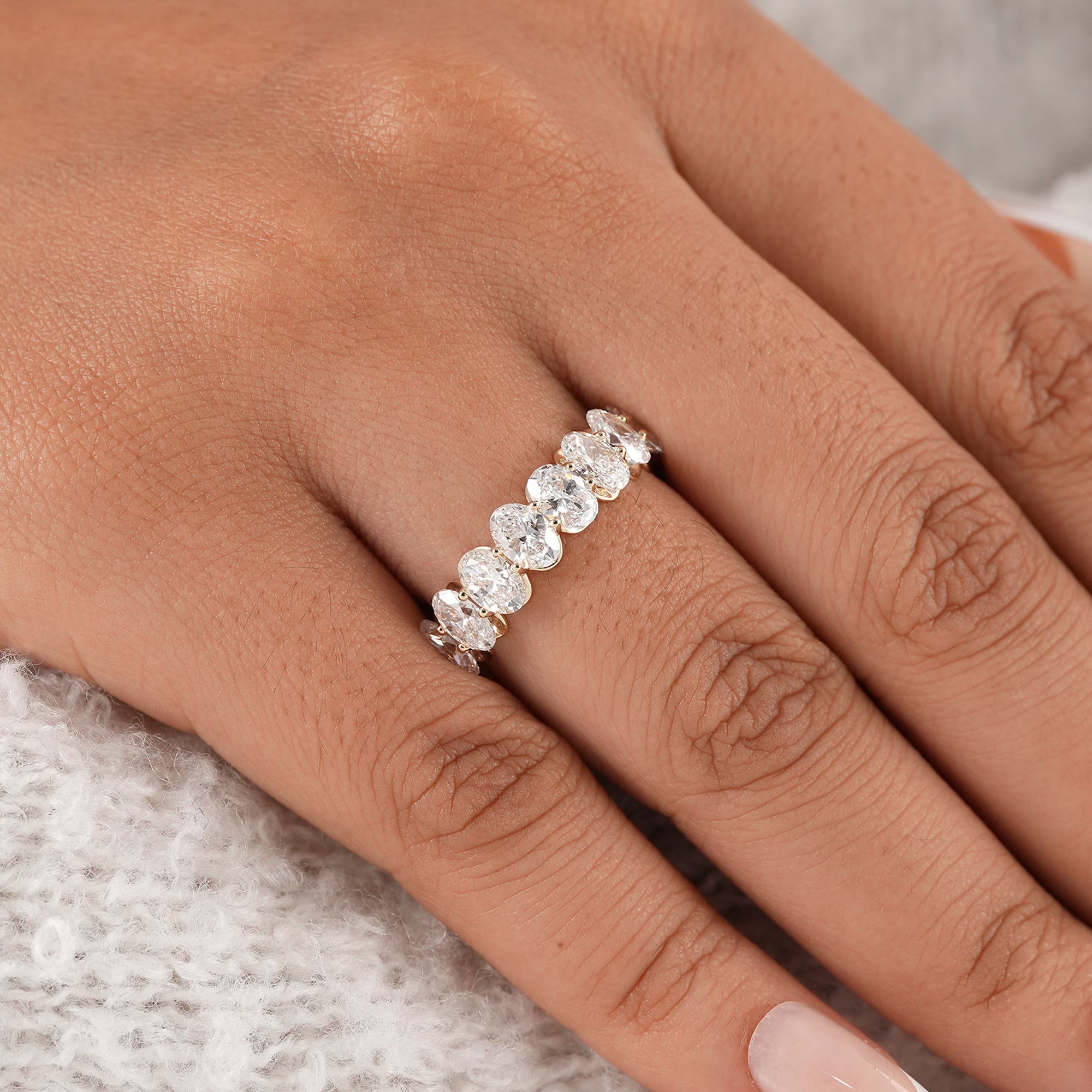 IGI certified oval lab grown diamond eternity ring