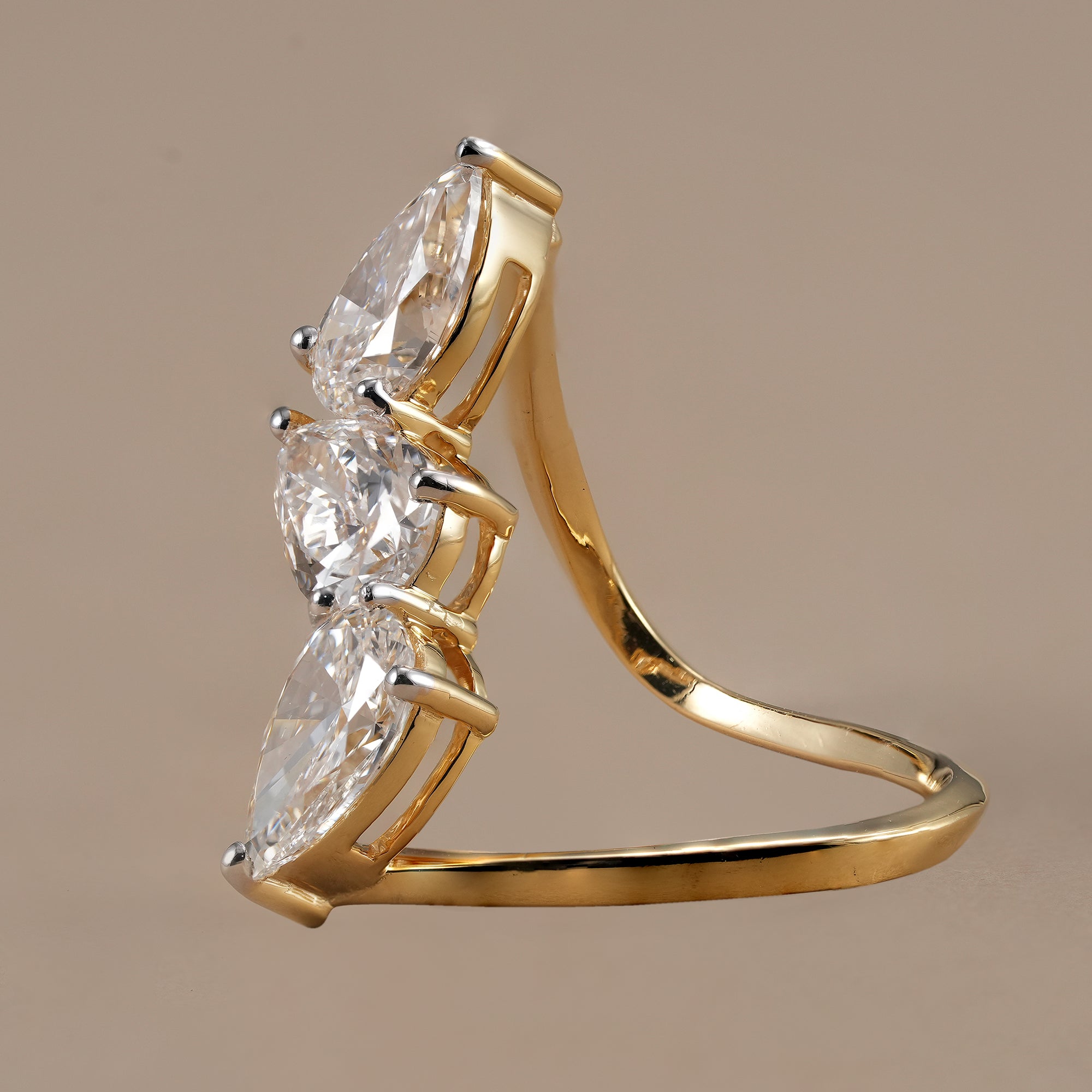 Past present future pear diamond ring for women