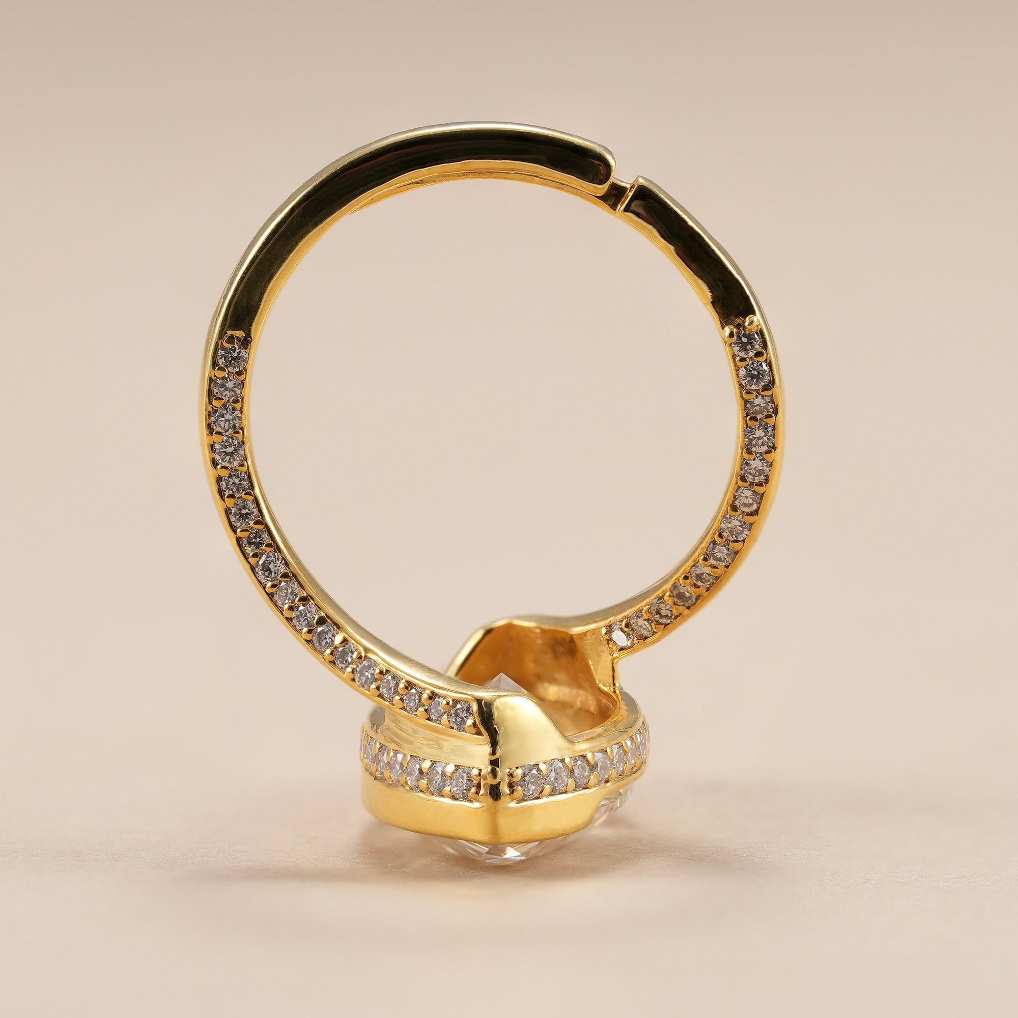 Luxury marquise lab diamond engagement ring with diamond accented band.