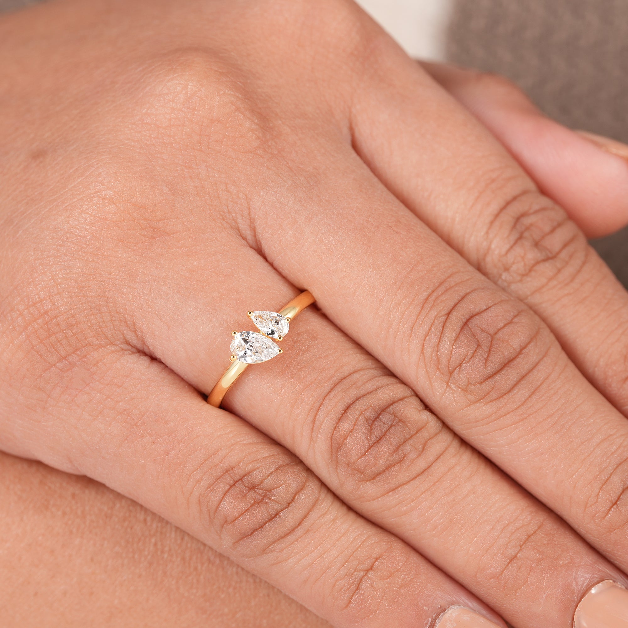 Toi Et Moi Pear Lab Diamond Engagement Ring