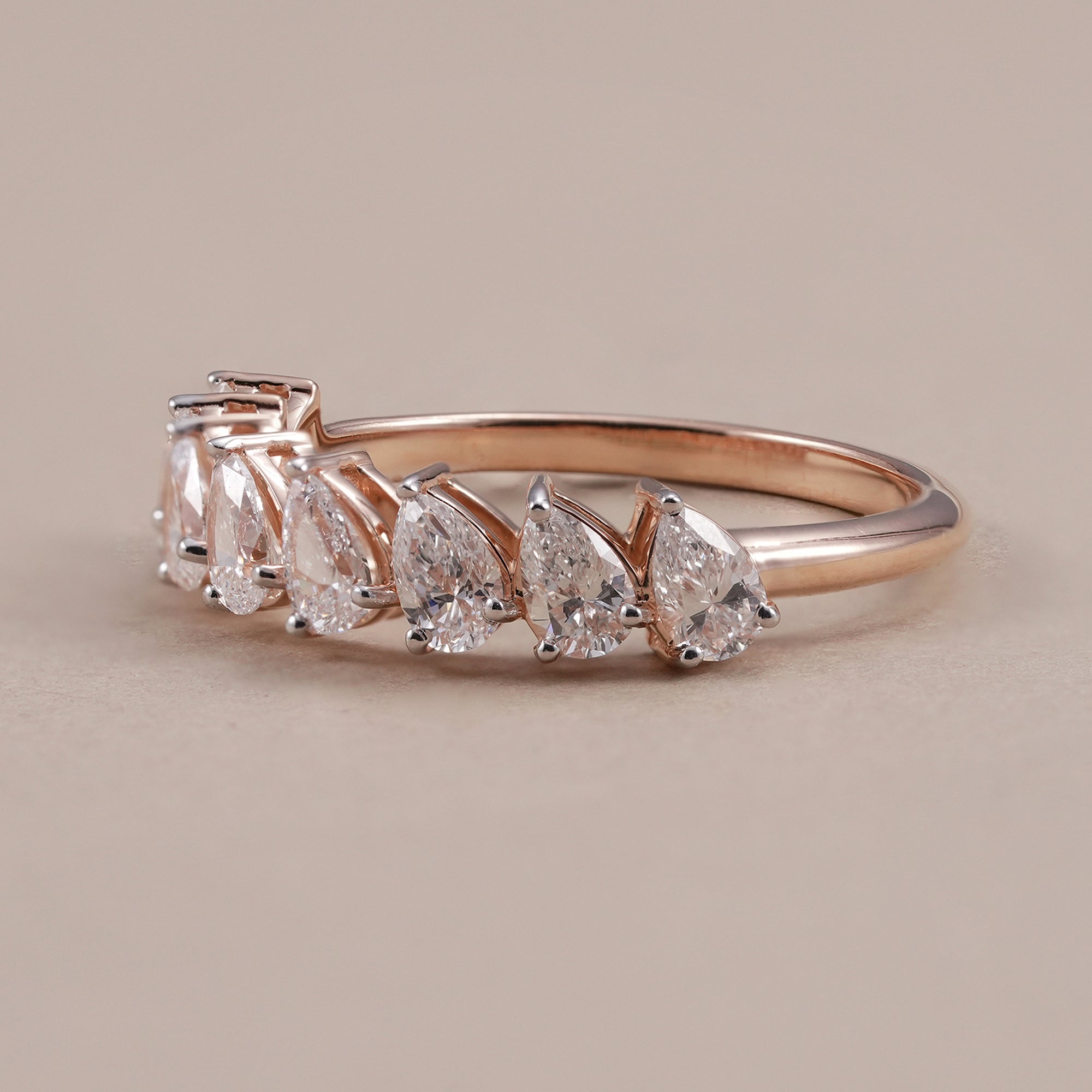 Minimalist pear diamond stacking wedding band for women