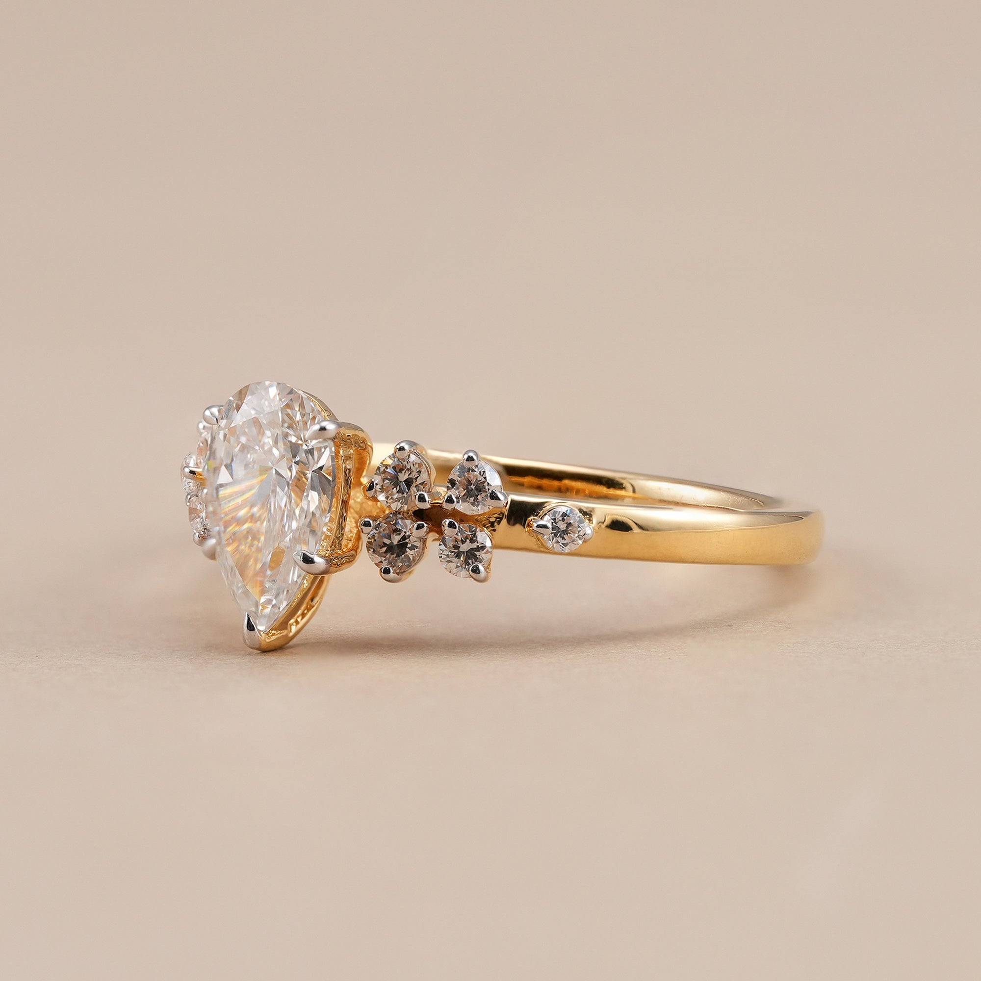 IGI certified pear lab grown diamond wedding ring
